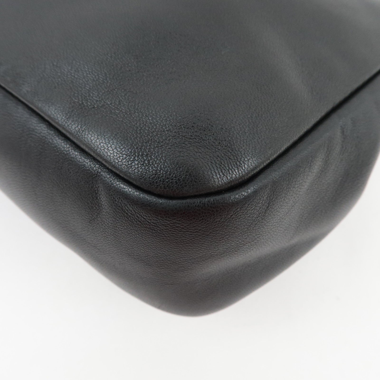 CHANEL Studs Coco Mark Chain Shoulder Bag Leather Black 12341648 *G card