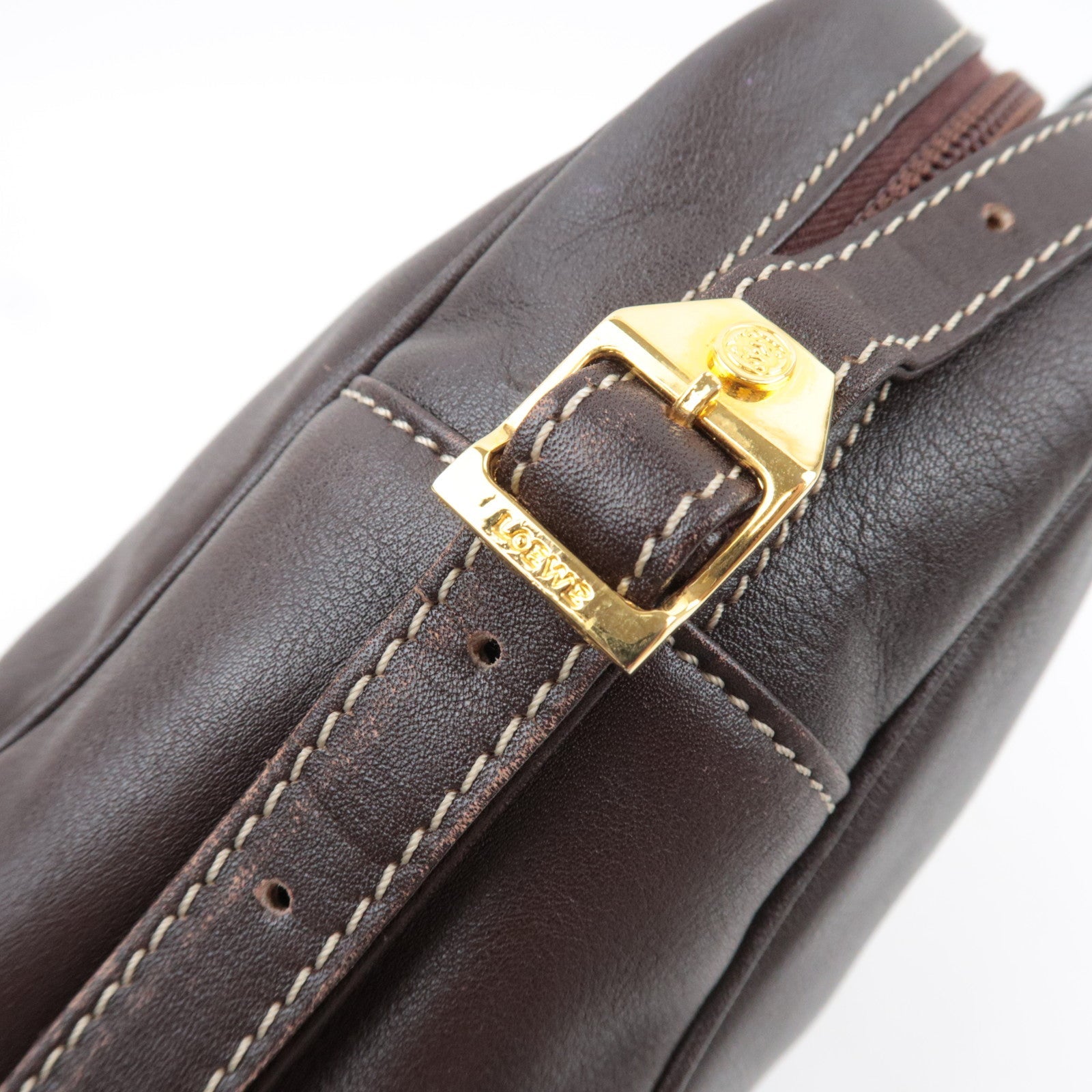 LOEWE Anagram Shoulder Bag Leather Brown