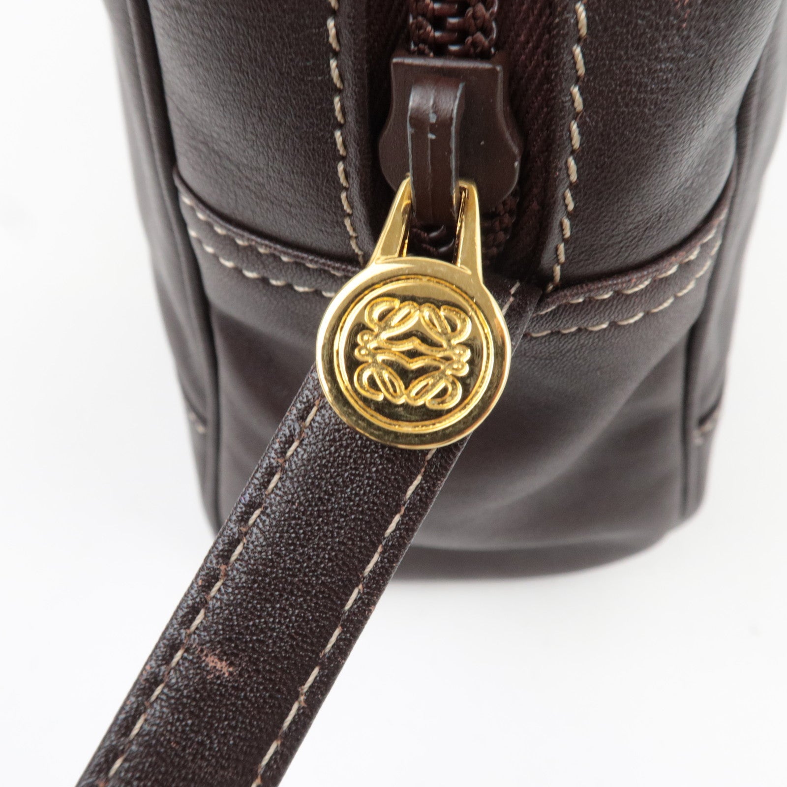 LOEWE Anagram Shoulder Bag Leather Brown