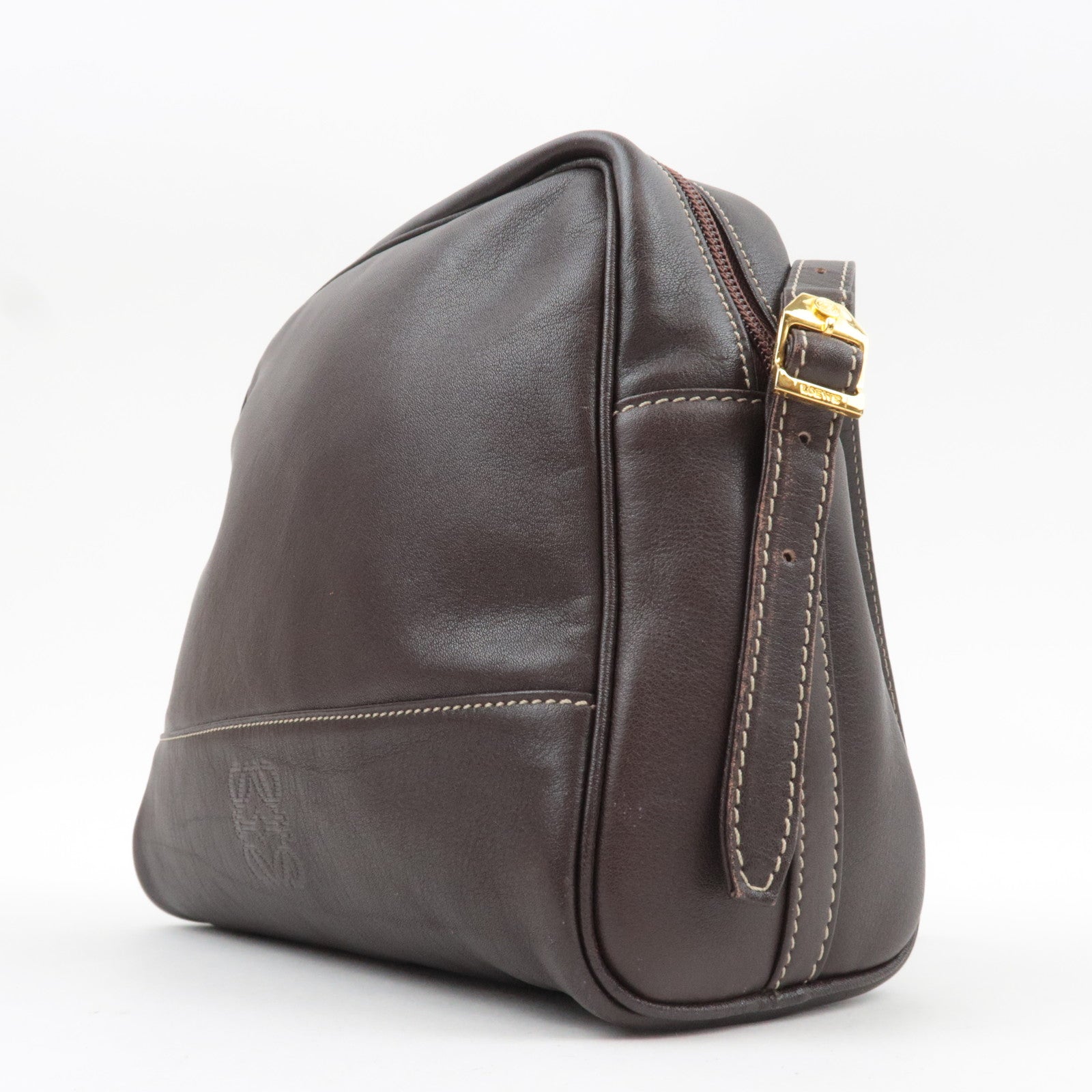 LOEWE Anagram Shoulder Bag Leather Brown