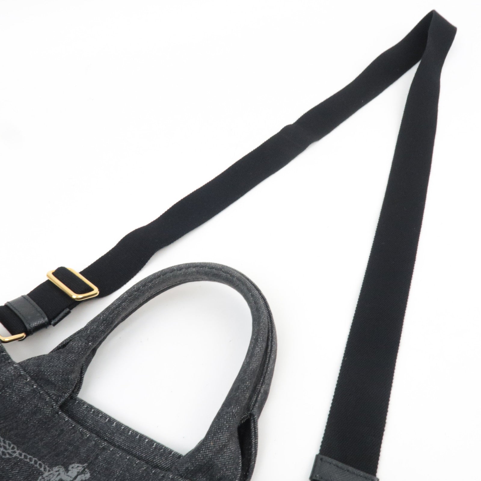 PRADA Canapa Mini 2Way Handbag Denim Black