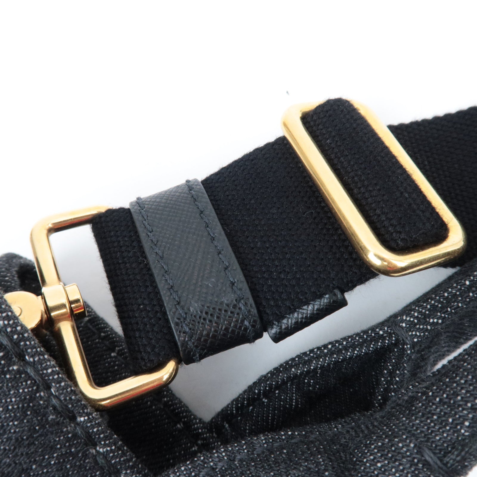 PRADA Canapa Mini 2Way Handbag Denim Black