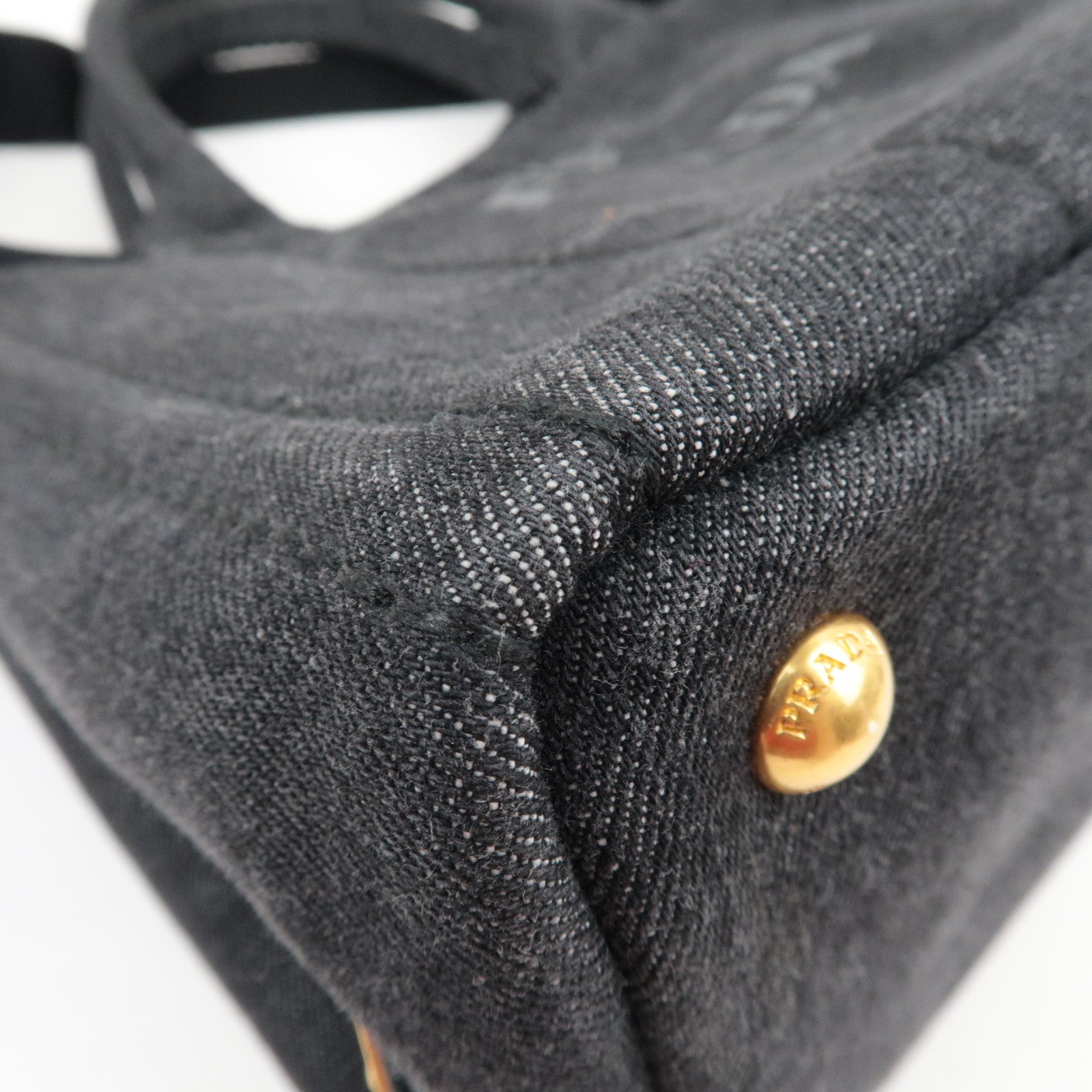 PRADA Canapa Mini 2Way Handbag Denim Black