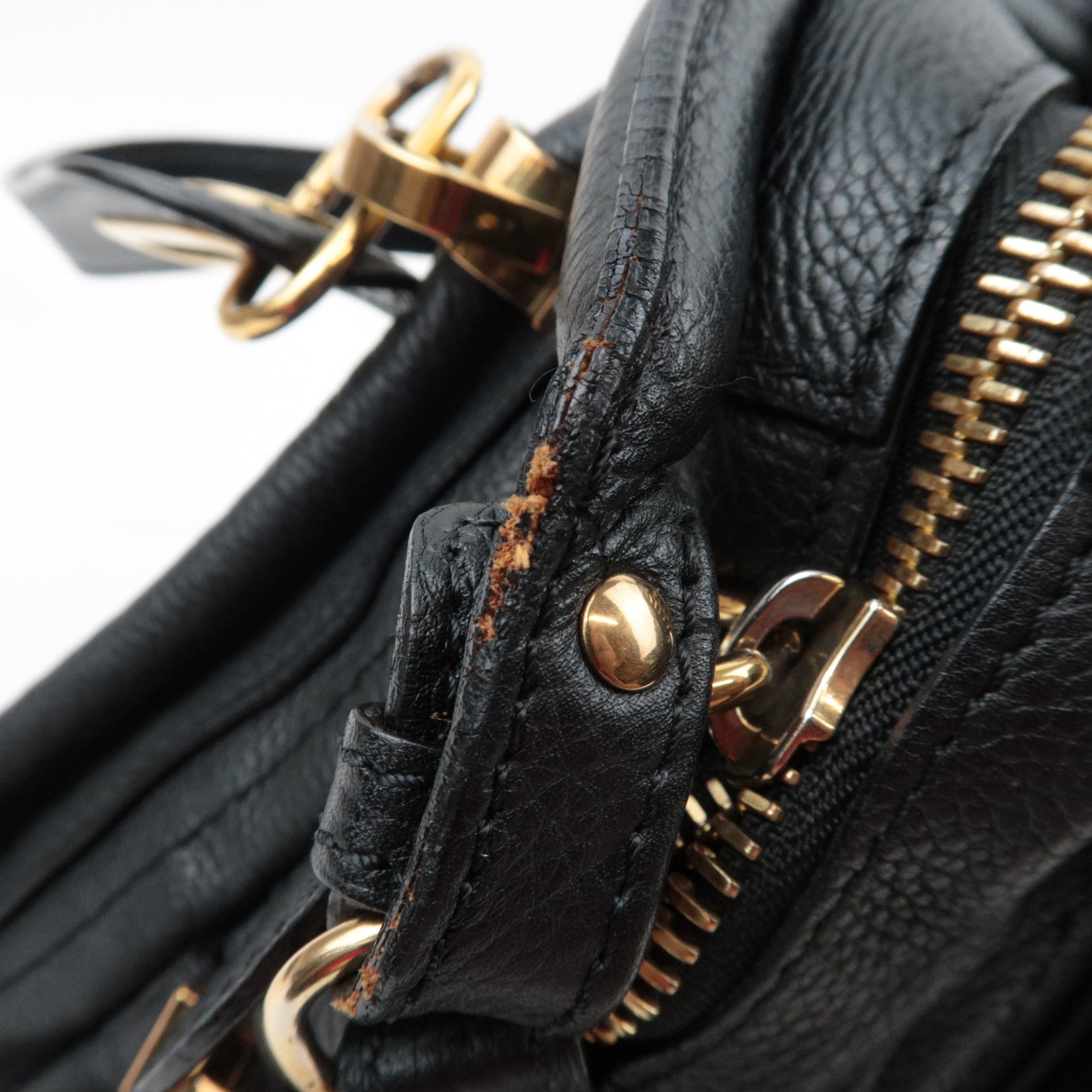 Chloe Paraty Medium 2Way Shoulder Bag Leather Black