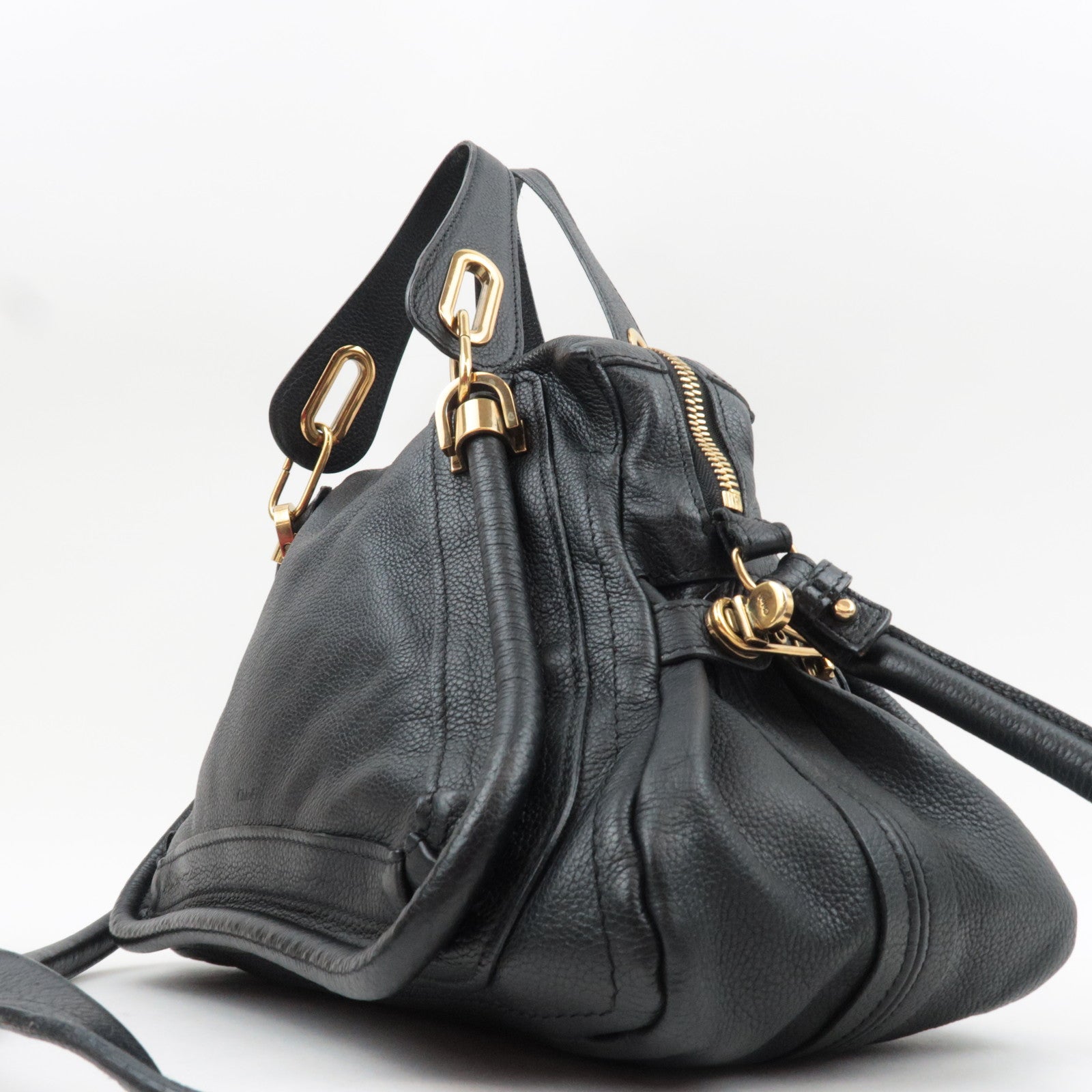 Chloe Paraty Medium 2Way Shoulder Bag Leather Black