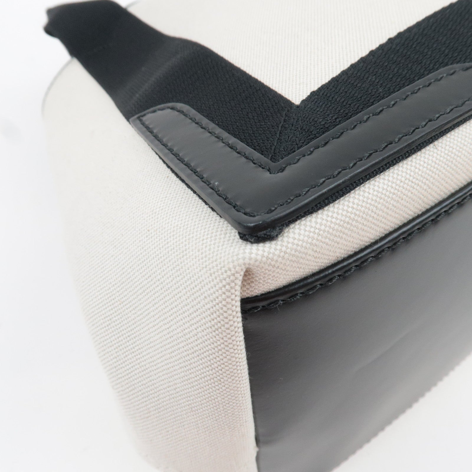 BALENCIAGA Navy Cabas S Handbag Canvas Leather White Black 339933 *Dust bag, Pouch