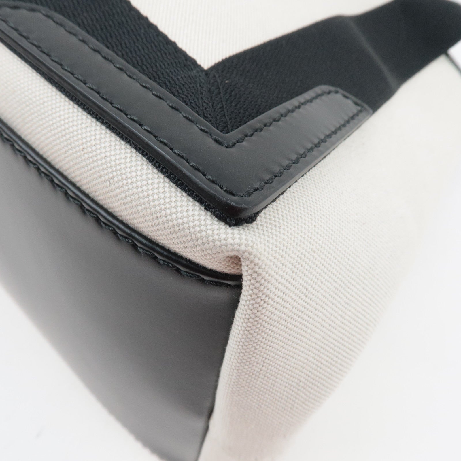 BALENCIAGA Navy Cabas S Handbag Canvas Leather White Black 339933 *Dust bag, Pouch