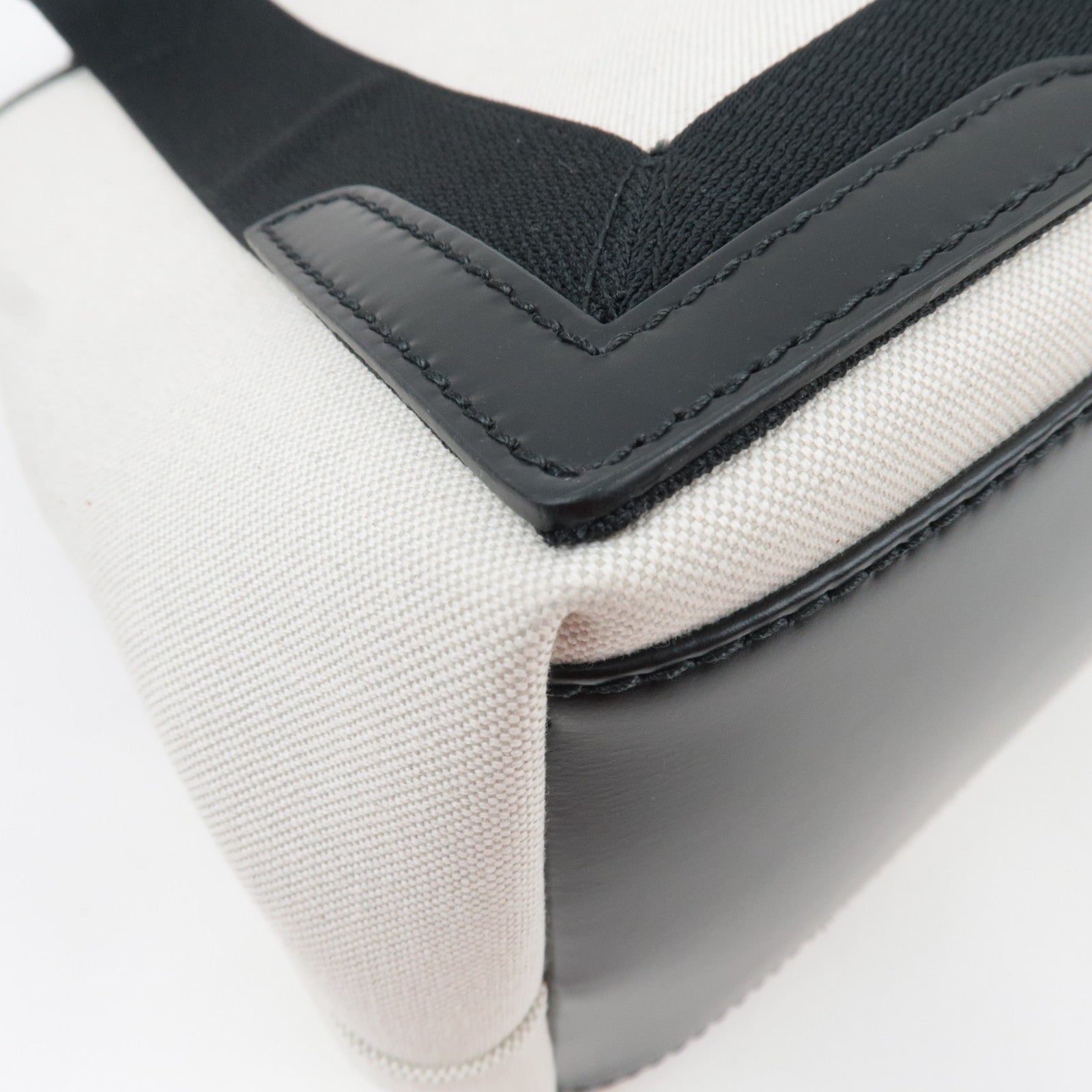 BALENCIAGA Navy Cabas S Handbag Canvas Leather White Black 339933 *Dust bag, Pouch