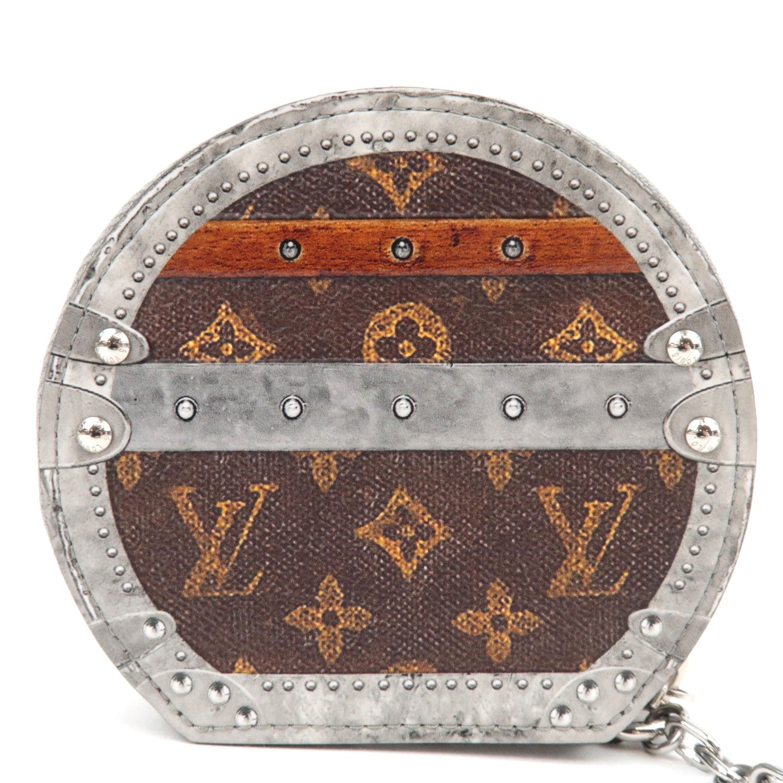 Louis Vuitton Transformed Monogram Trompe L'oeil Microboite Chapeau Coin Case Silver Brown M63596 CA2178 *Box, Dust bag