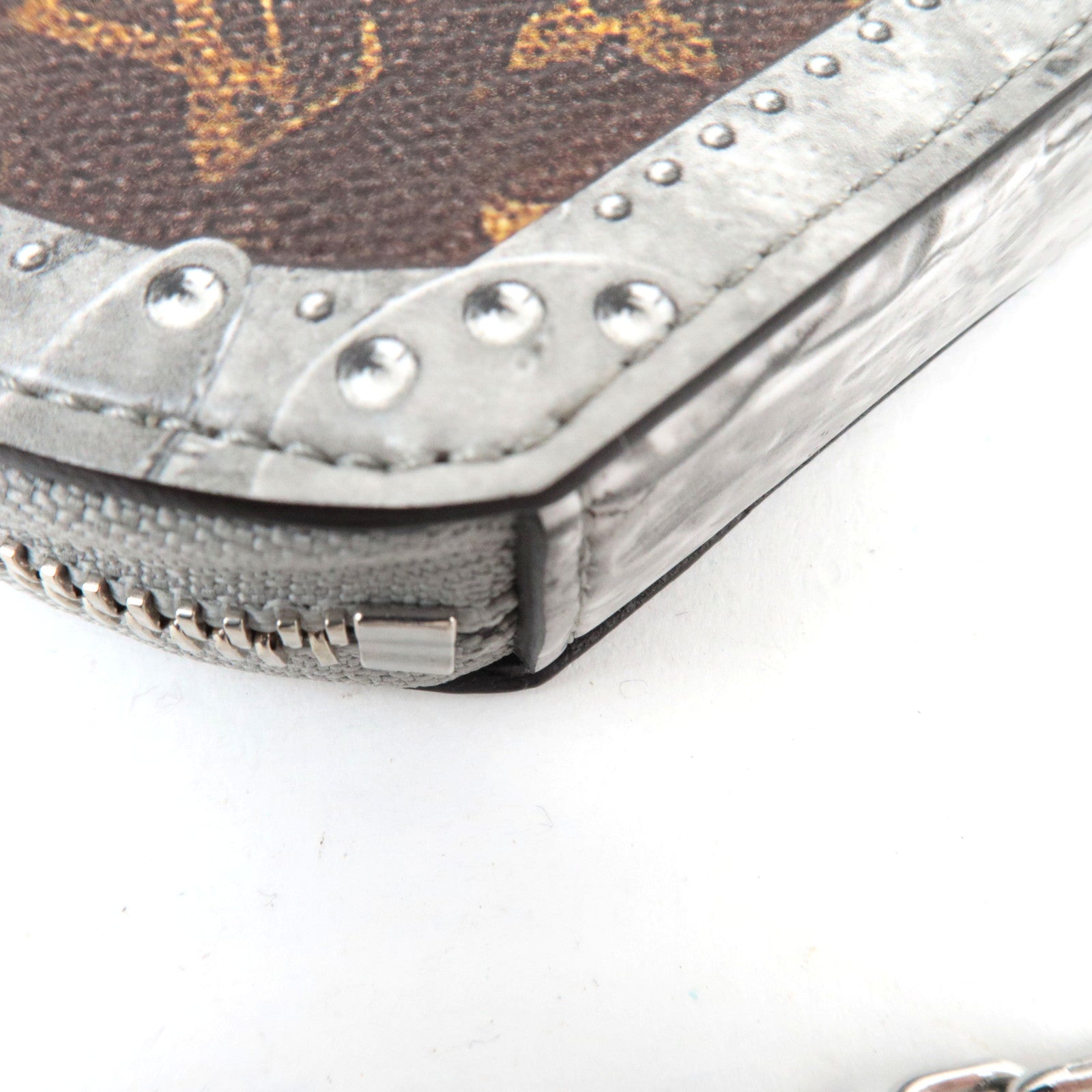 Louis Vuitton Transformed Monogram Trompe L'oeil Microboite Chapeau Coin Case Silver Brown M63596 CA2178 *Box, Dust bag