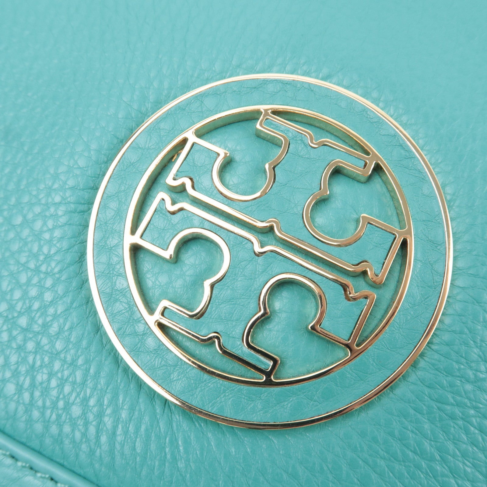 TORY BURCH 2Way Chain Shoulder Bag Clutch Bag Leather Turquoise *Dust bag