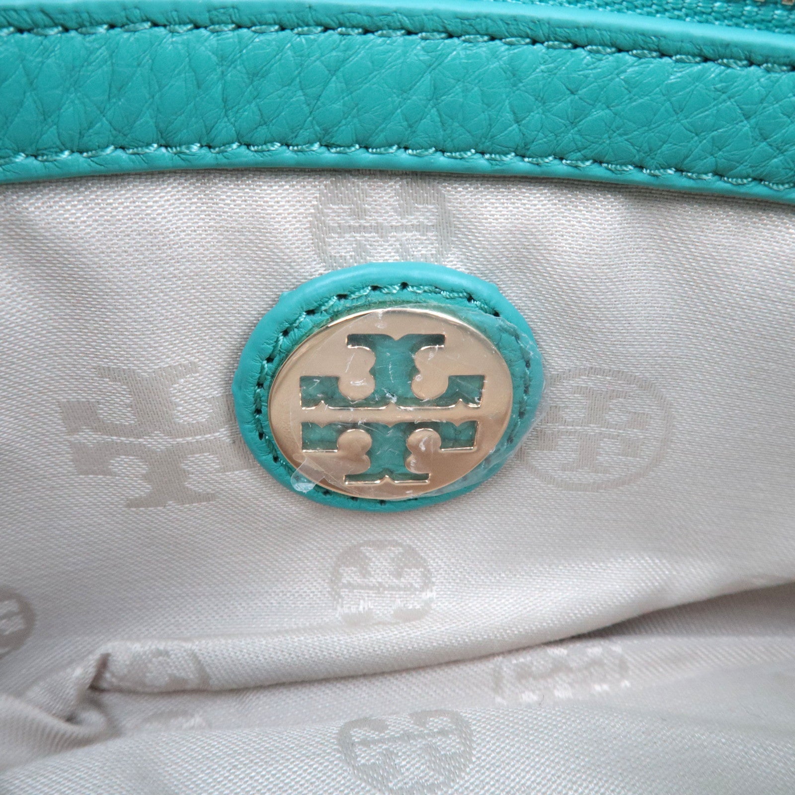 TORY BURCH 2Way Chain Shoulder Bag Clutch Bag Leather Turquoise *Dust bag