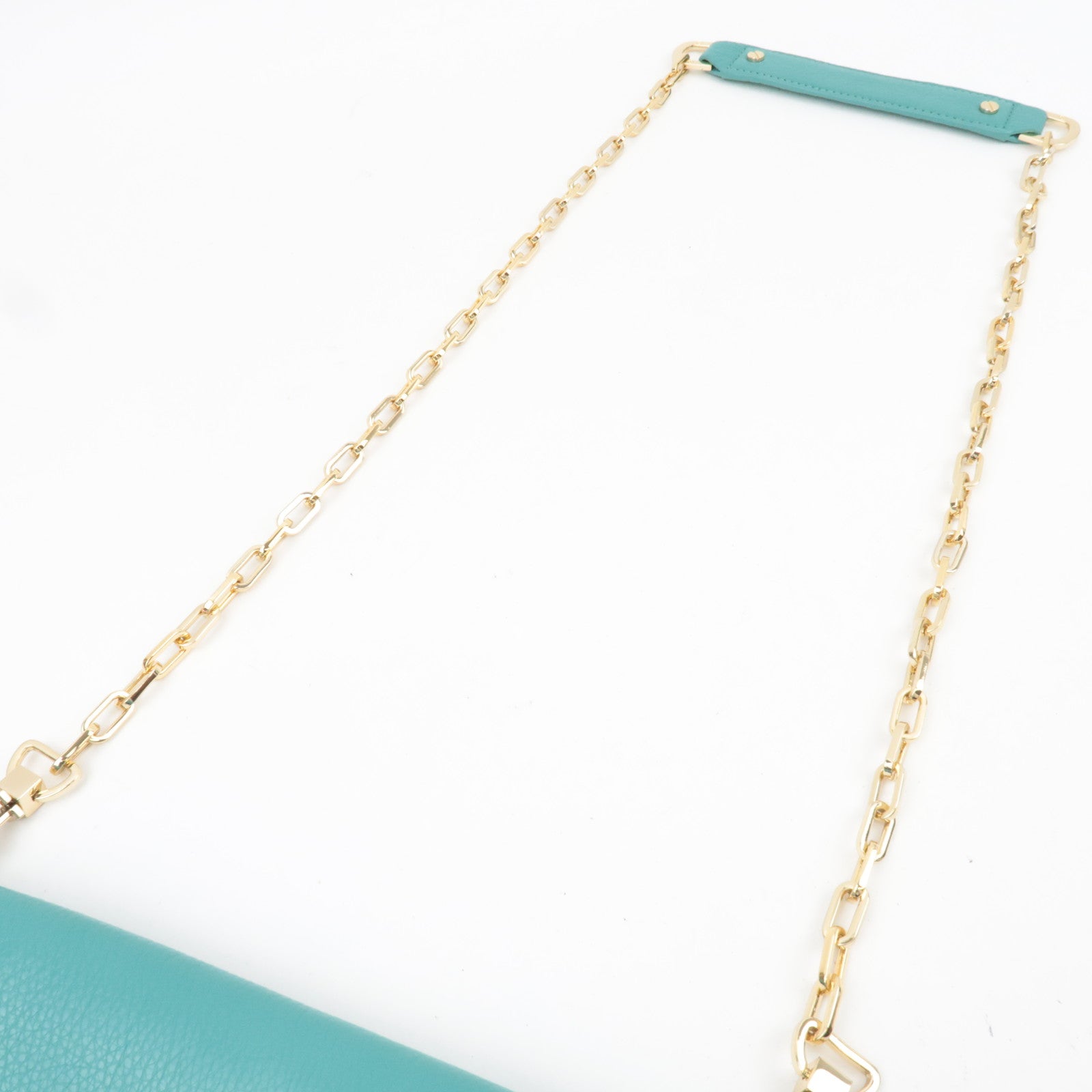 TORY BURCH 2Way Chain Shoulder Bag Clutch Bag Leather Turquoise *Dust bag