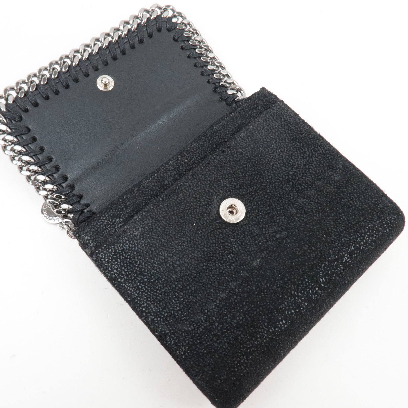 Stella Mccartney Falabella Double Hook Bifold Wallet Vegan Leather Black *Box