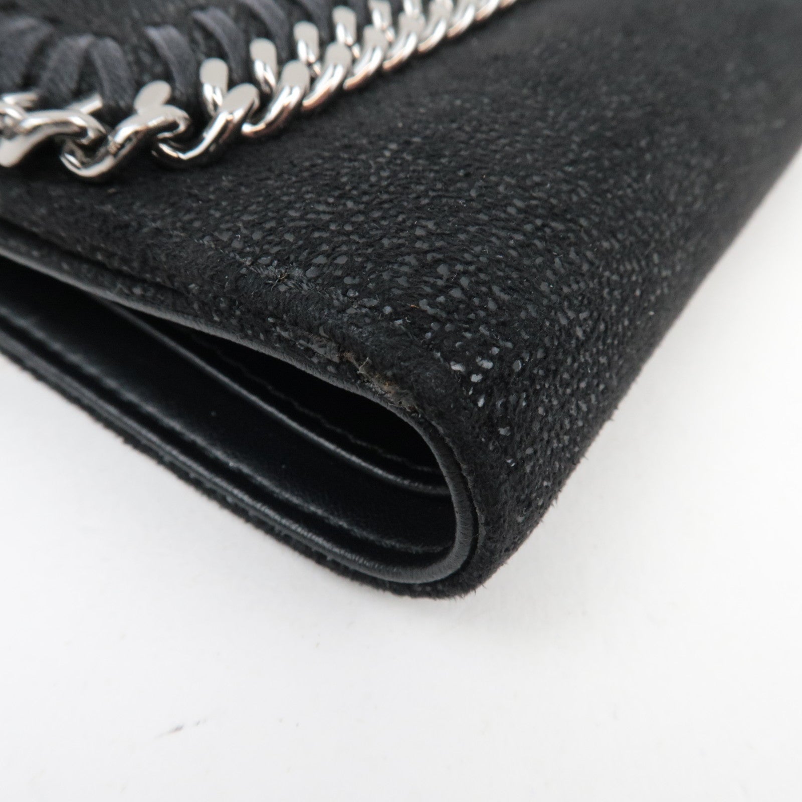 Stella Mccartney Falabella Double Hook Bifold Wallet Vegan Leather Black *Box
