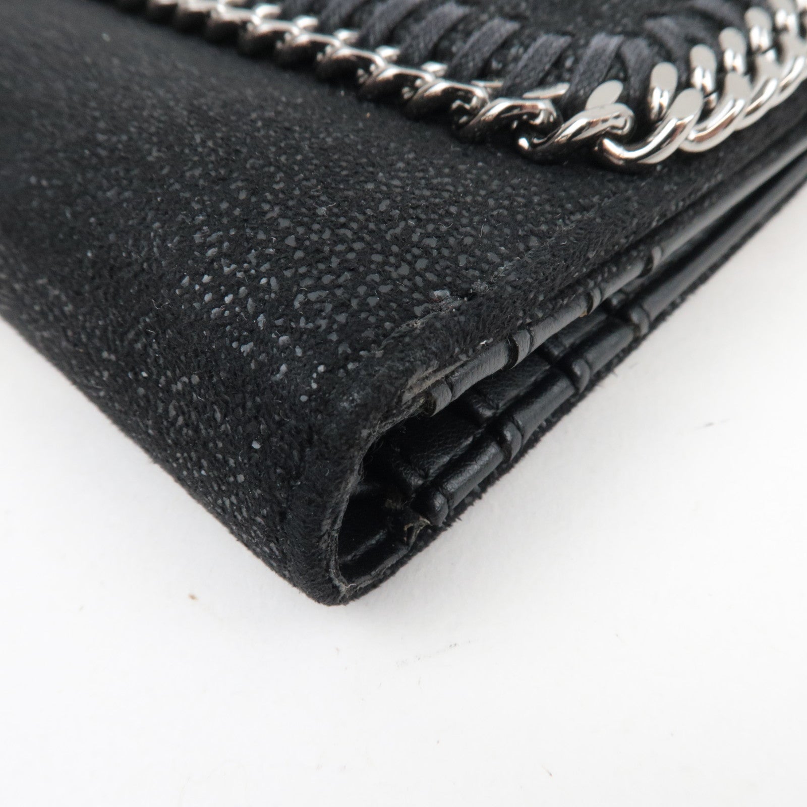 Stella Mccartney Falabella Double Hook Bifold Wallet Vegan Leather Black *Box