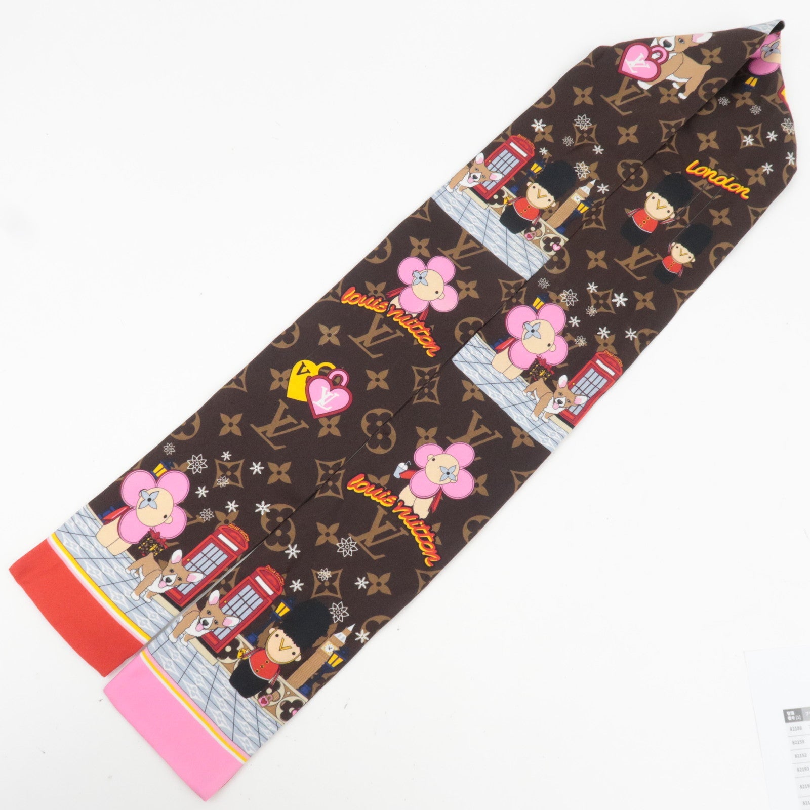 Louis Vuitton Monogram Bandeau Scarf Christmas Vivienne Print Silk 100% M00489 CC0261