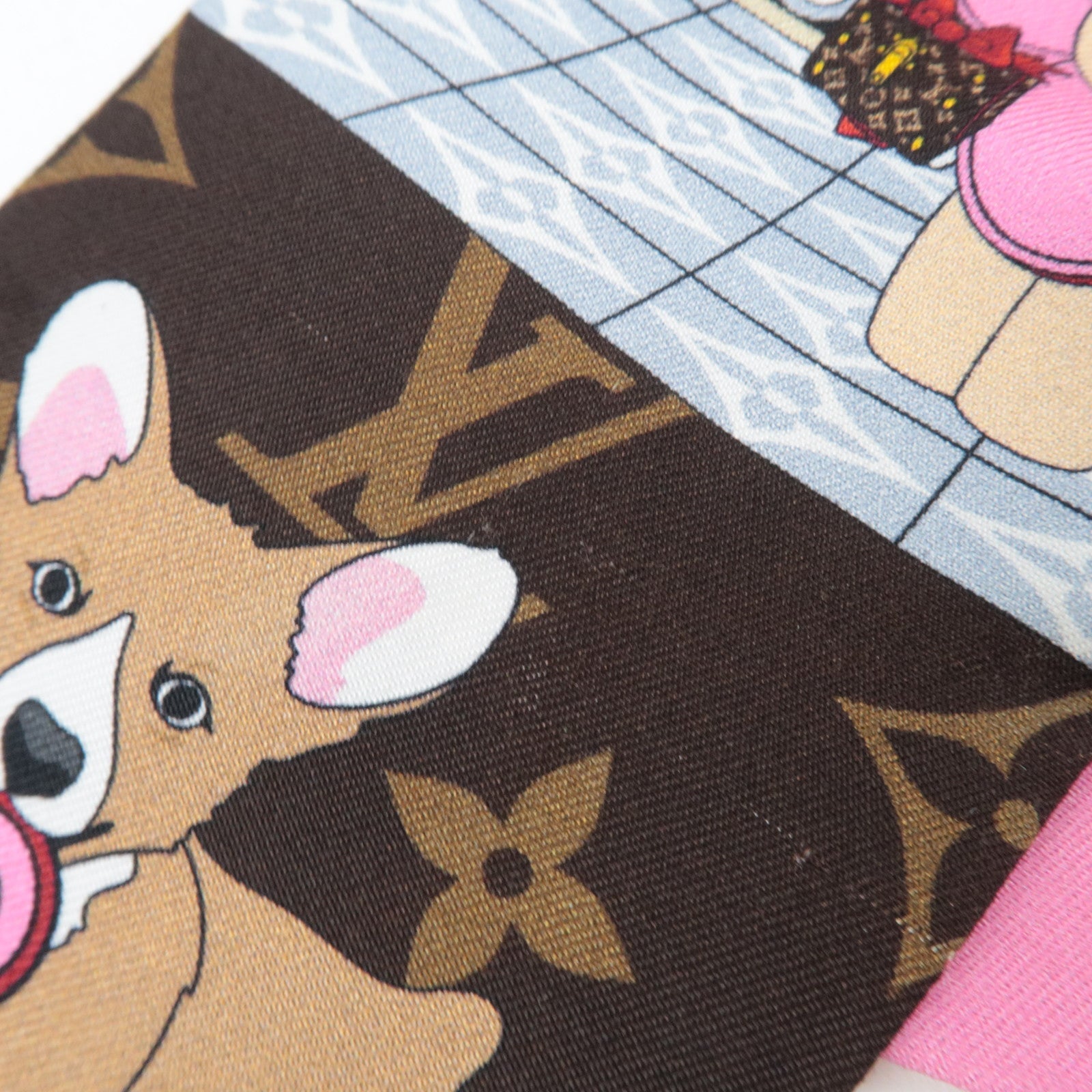 Louis Vuitton Monogram Bandeau Scarf Christmas Vivienne Print Silk 100% M00489 CC0261