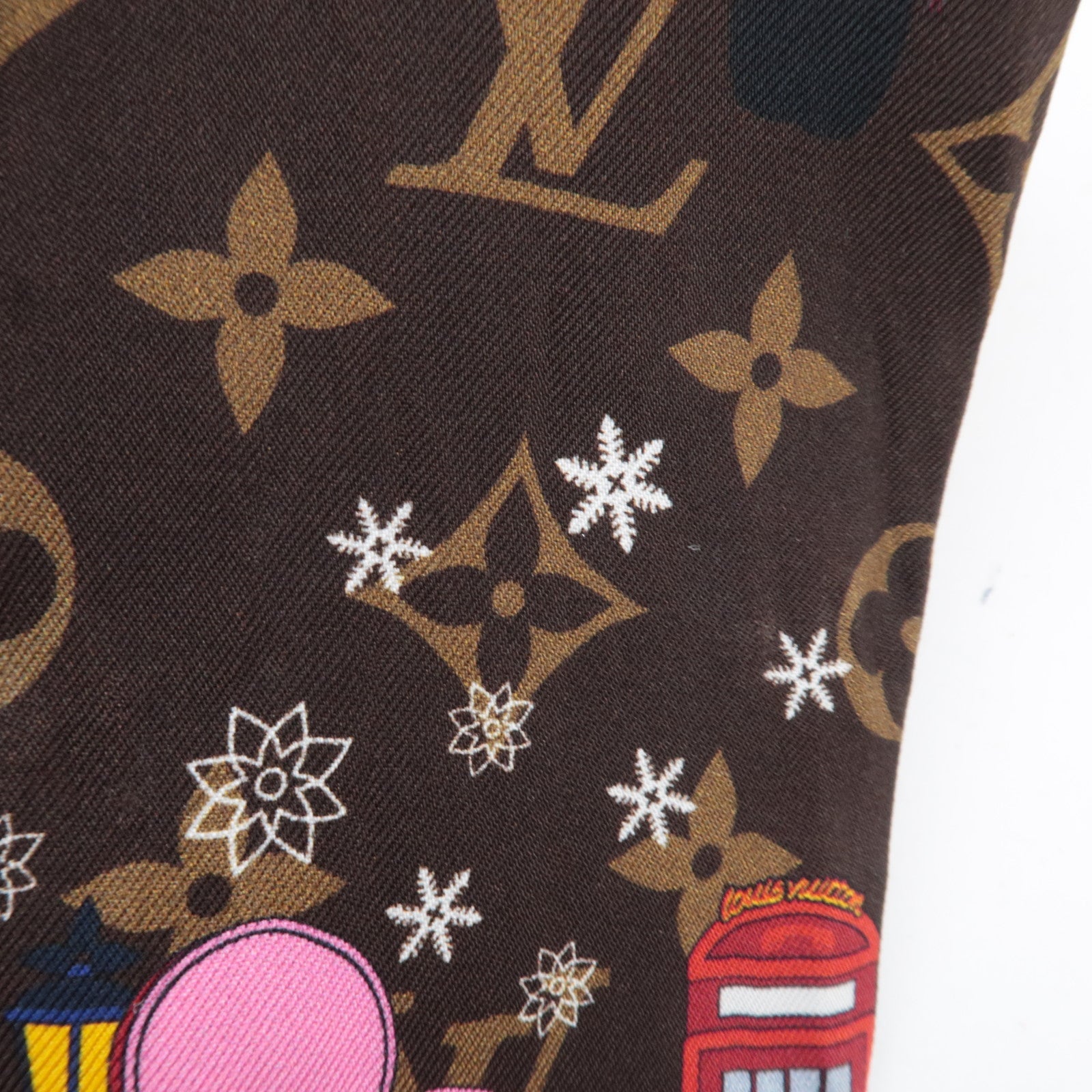 Louis Vuitton Monogram Bandeau Scarf Christmas Vivienne Print Silk 100% M00489 CC0261