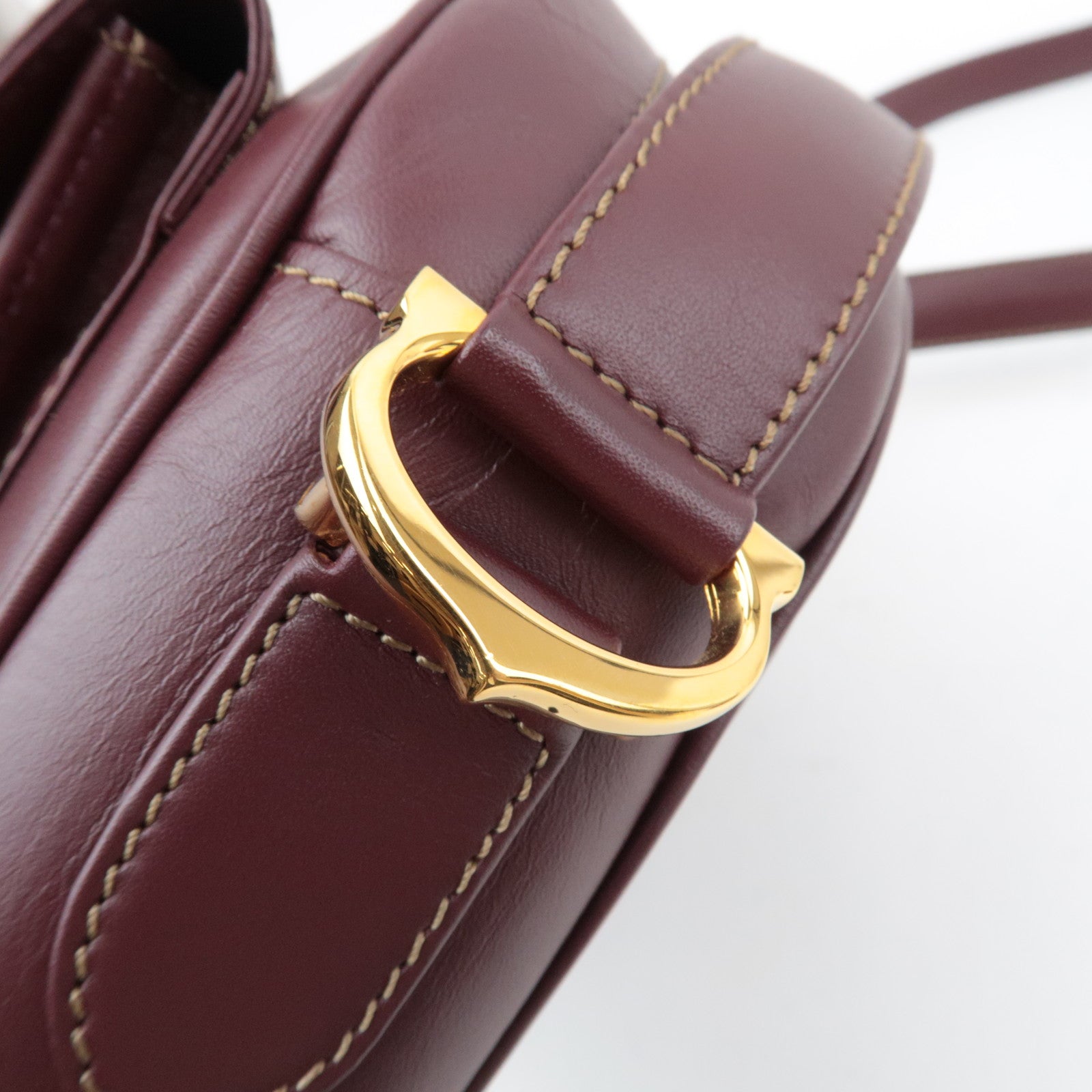 Cartier Must Line Shoulder Bag Leather Bordeaux Red *Dust bag