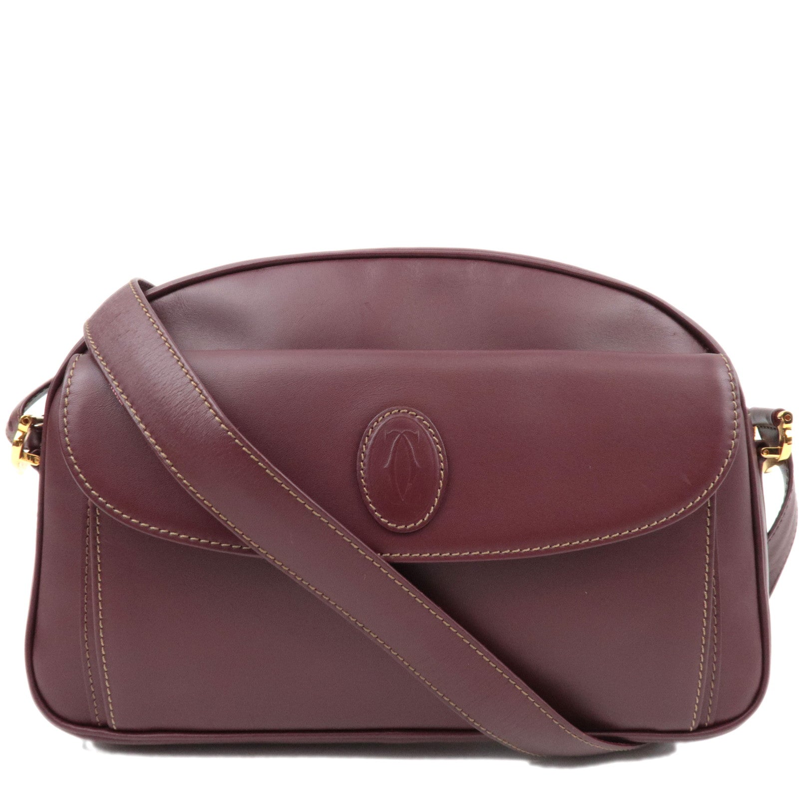 Cartier Must Line Shoulder Bag Leather Bordeaux Red *Dust bag82234