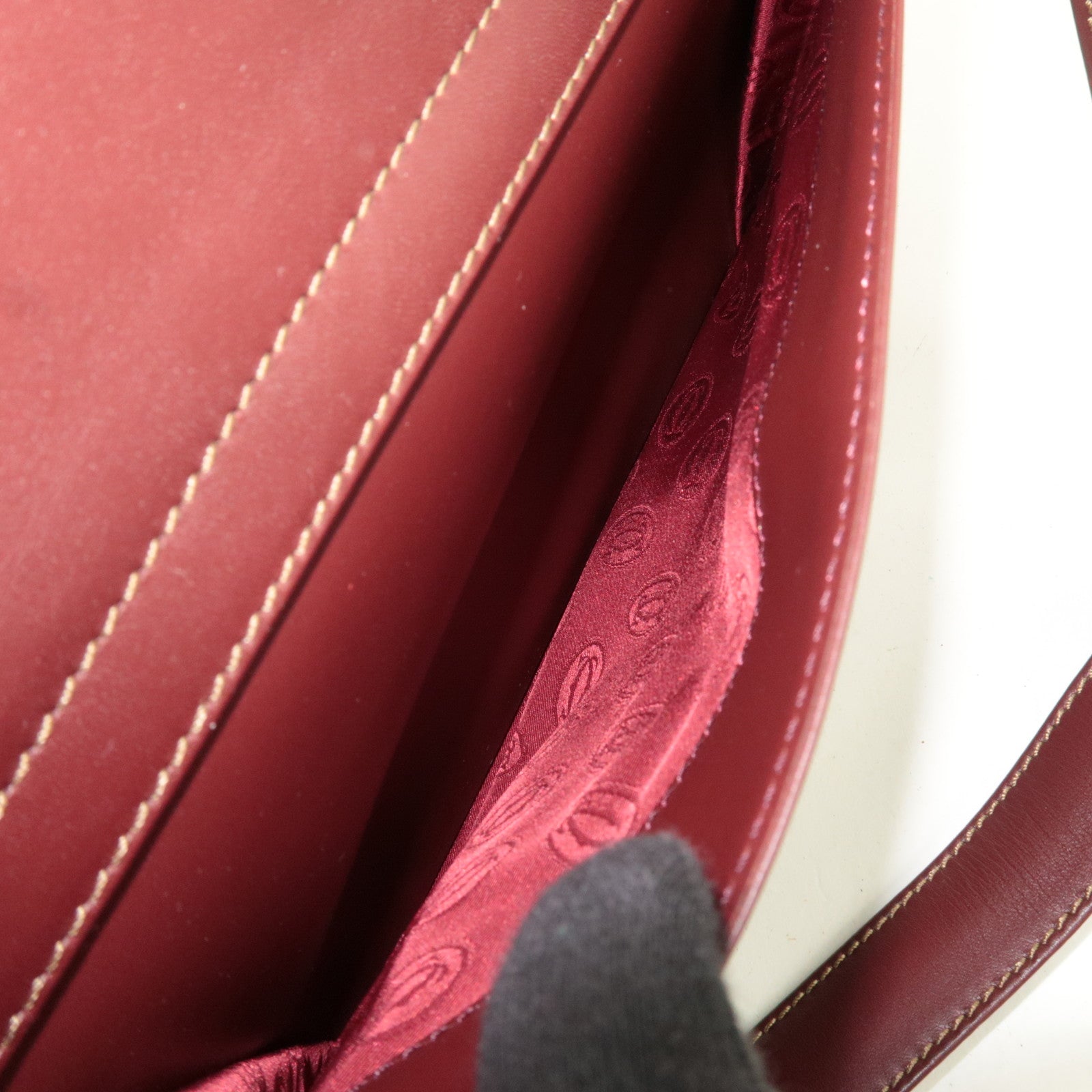 Cartier Must Line Shoulder Bag Leather Bordeaux Red *Dust bag