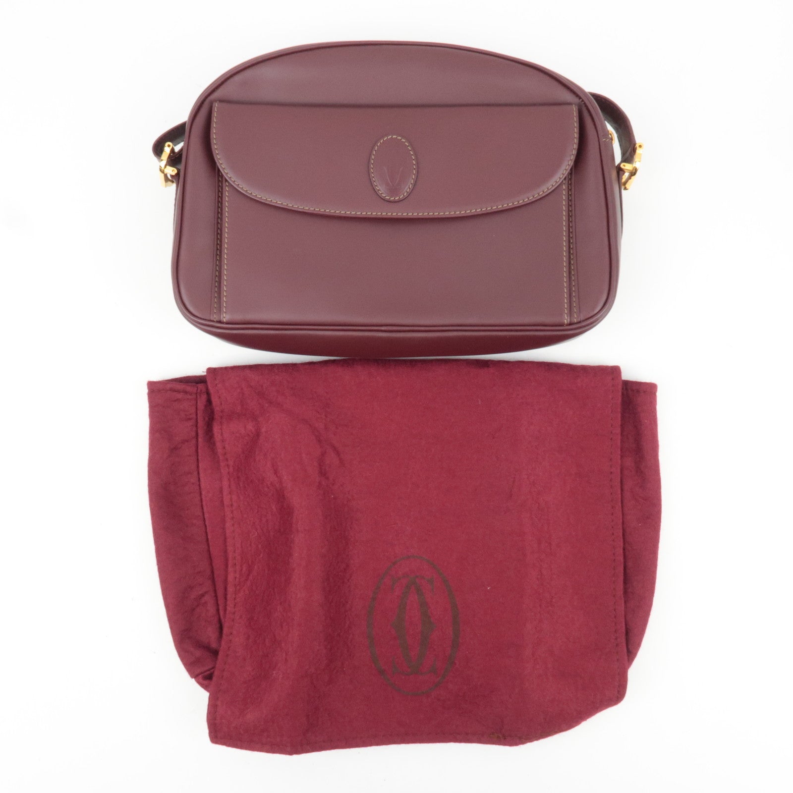 Cartier Must Line Shoulder Bag Leather Bordeaux Red *Dust bag