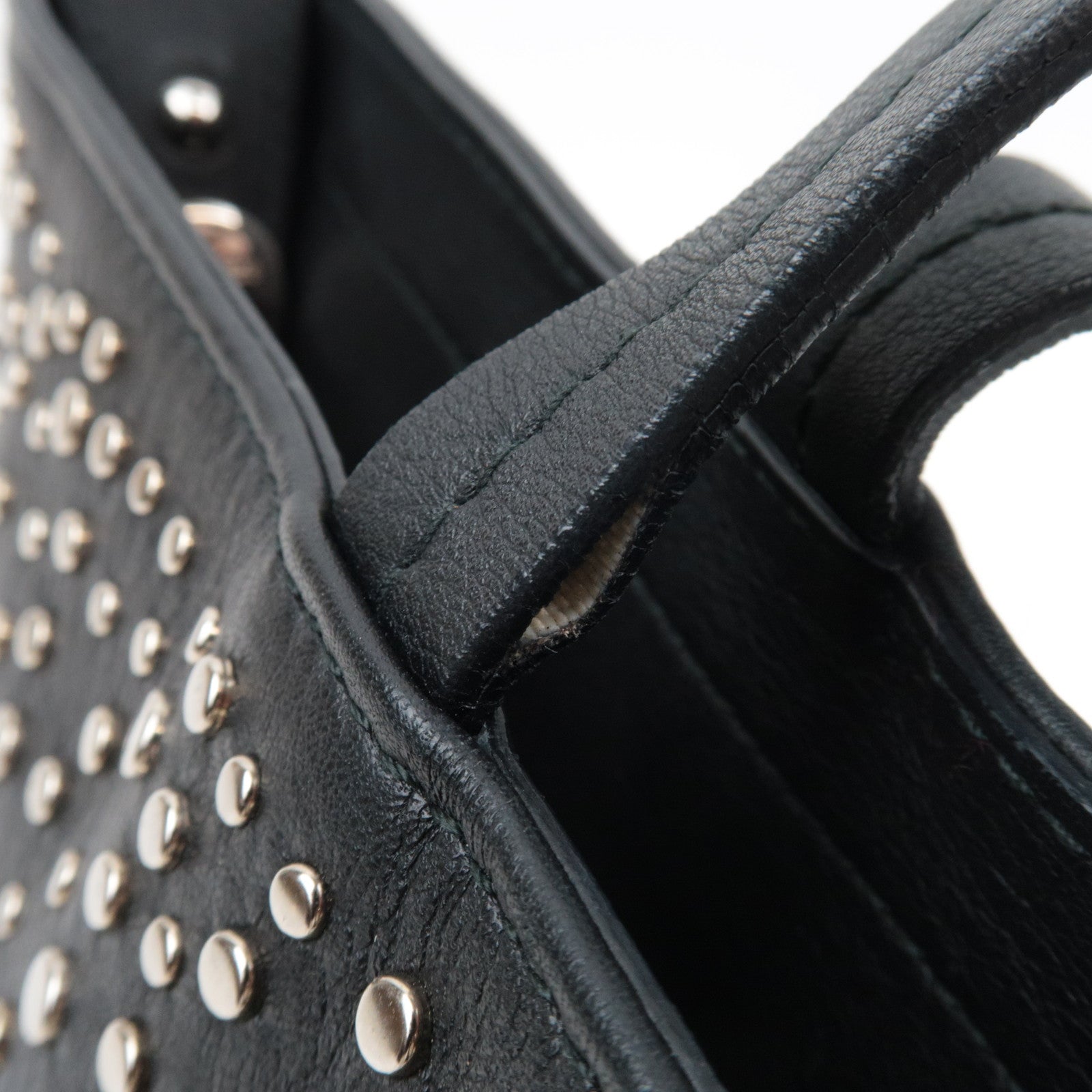 Ferragamo Gancini Studded Tote Bag Leather Black *Dust bag