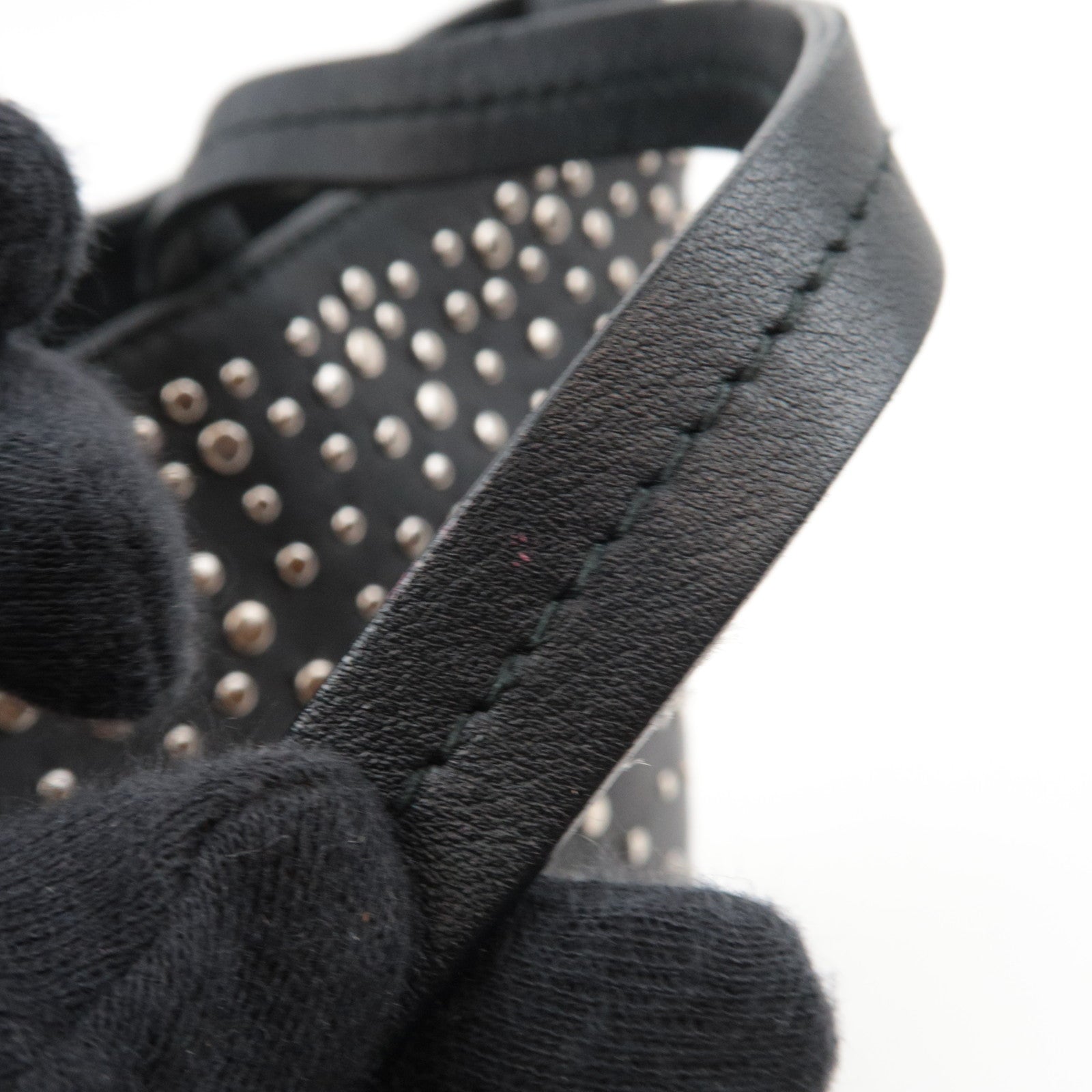 Ferragamo Gancini Studded Tote Bag Leather Black *Dust bag