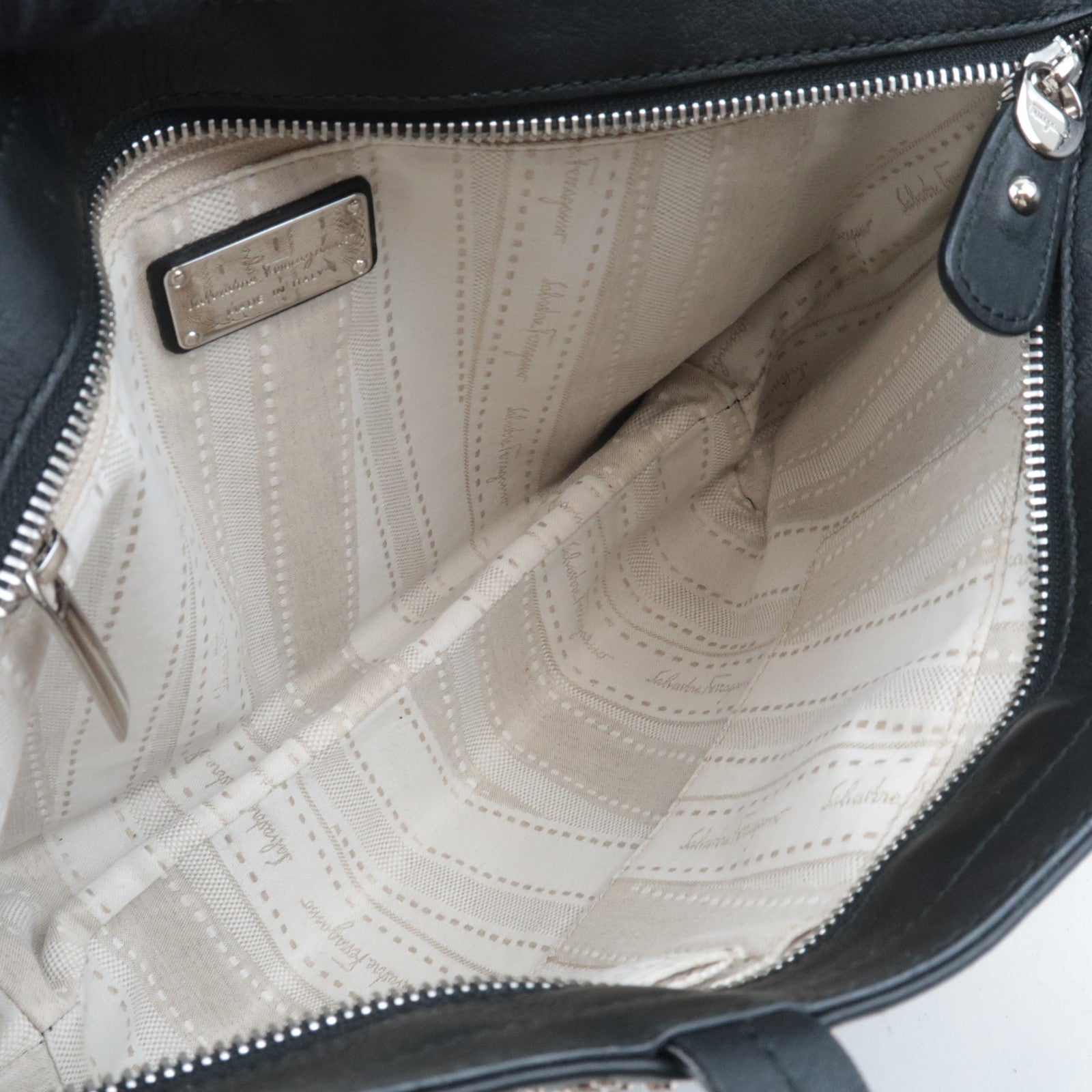 Ferragamo Gancini Studded Tote Bag Leather Black *Dust bag