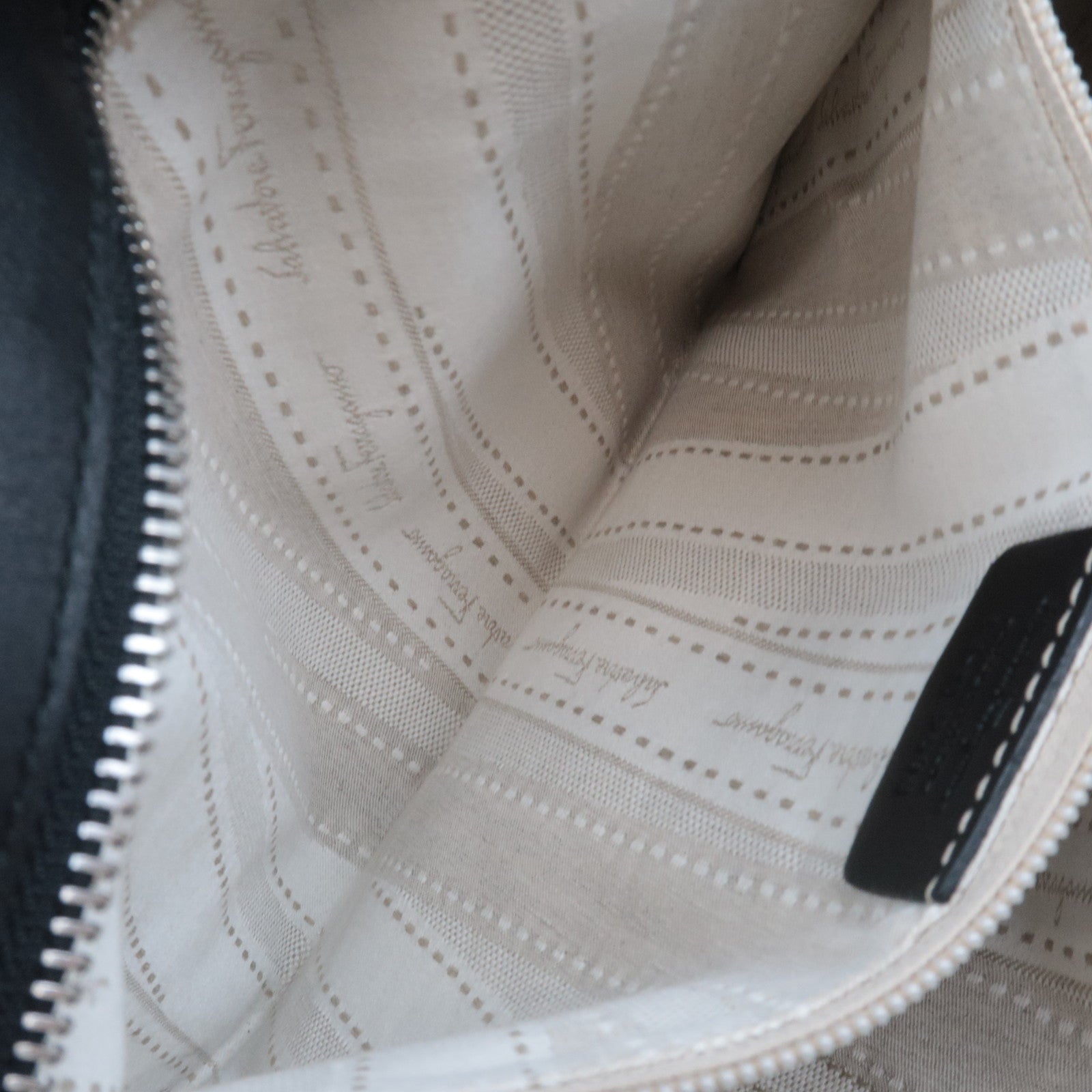 Ferragamo Gancini Studded Tote Bag Leather Black *Dust bag