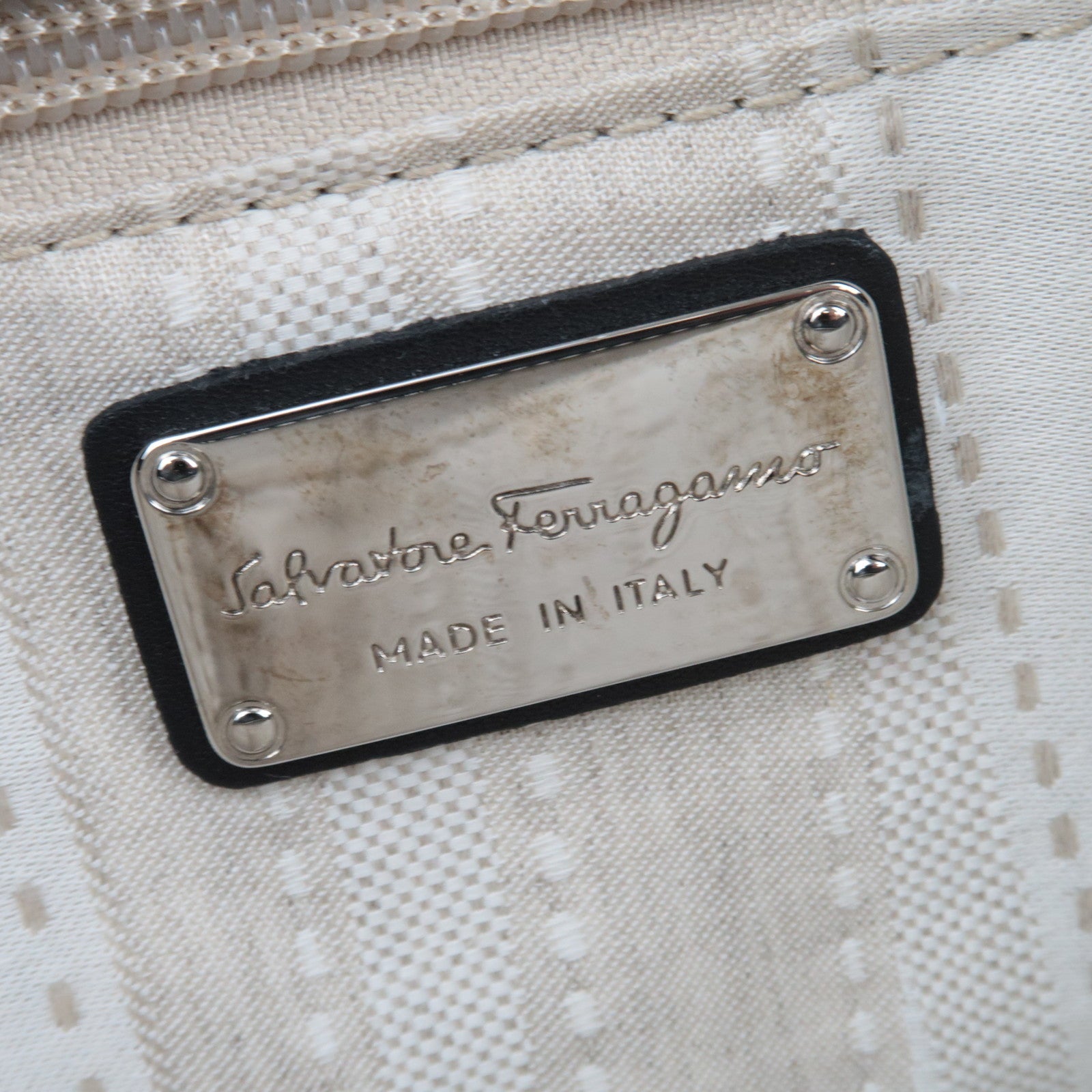 Ferragamo Gancini Studded Tote Bag Leather Black *Dust bag