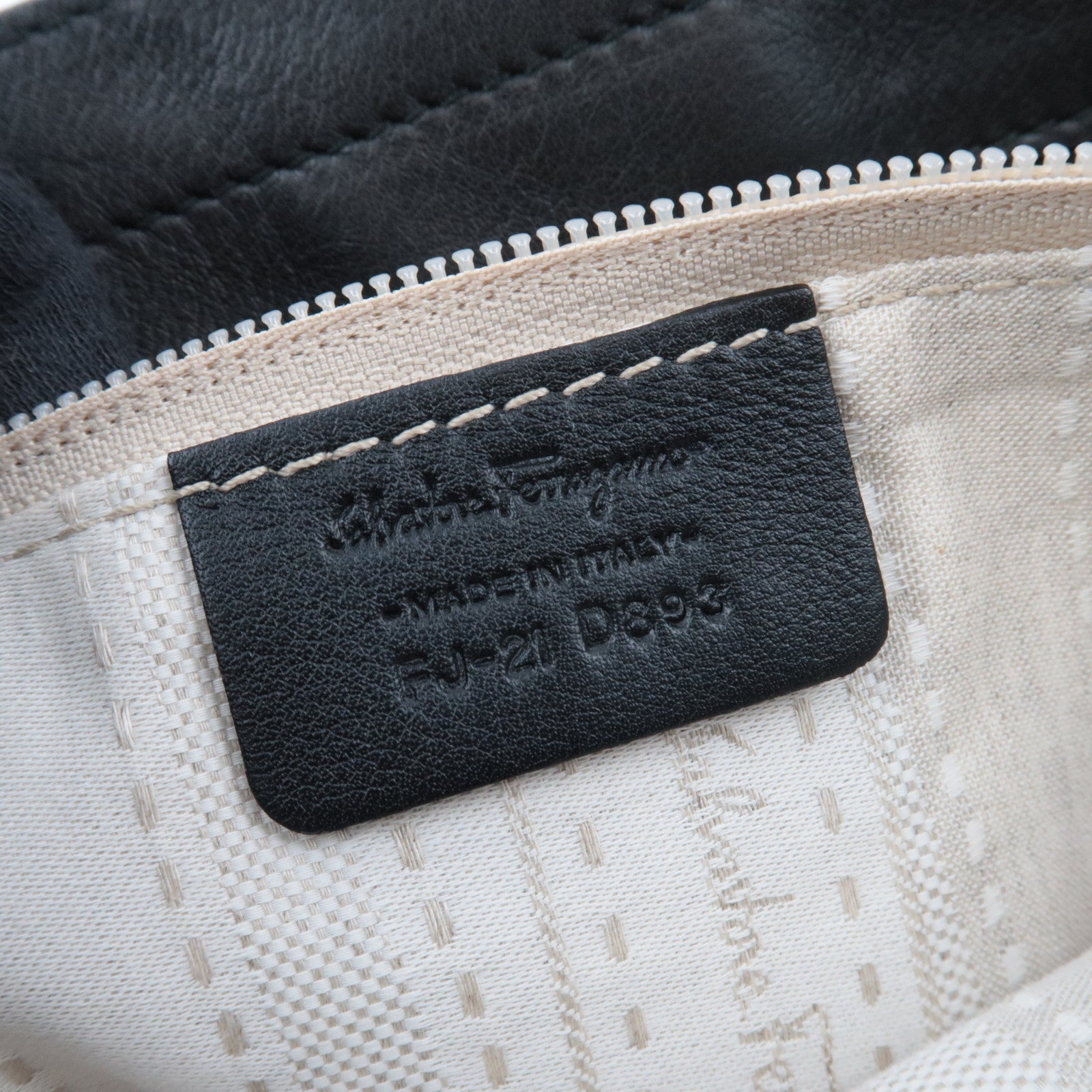 Ferragamo Gancini Studded Tote Bag Leather Black *Dust bag