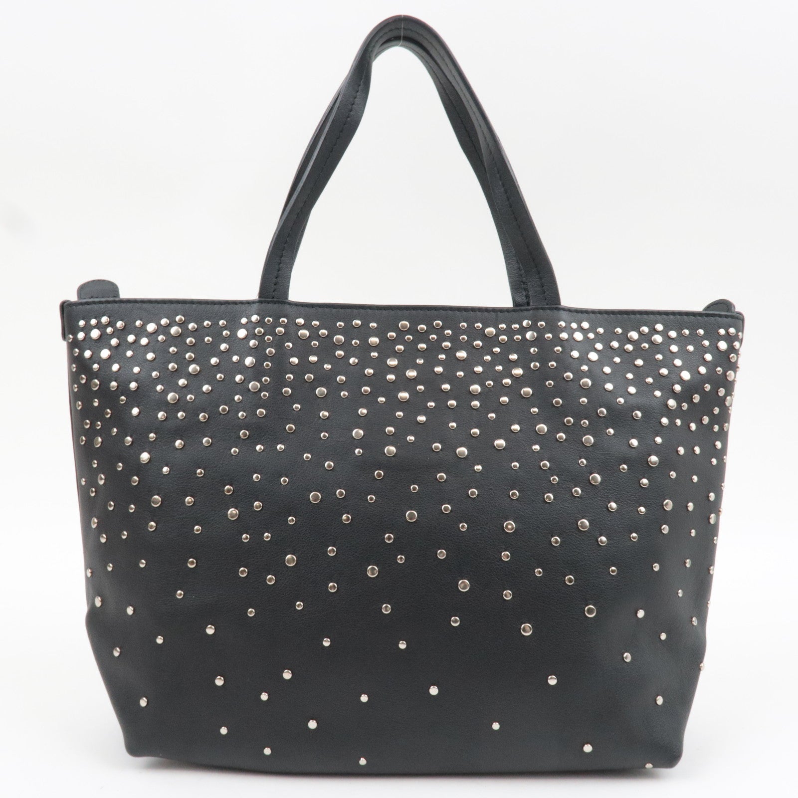 Ferragamo Gancini Studded Tote Bag Leather Black *Dust bag