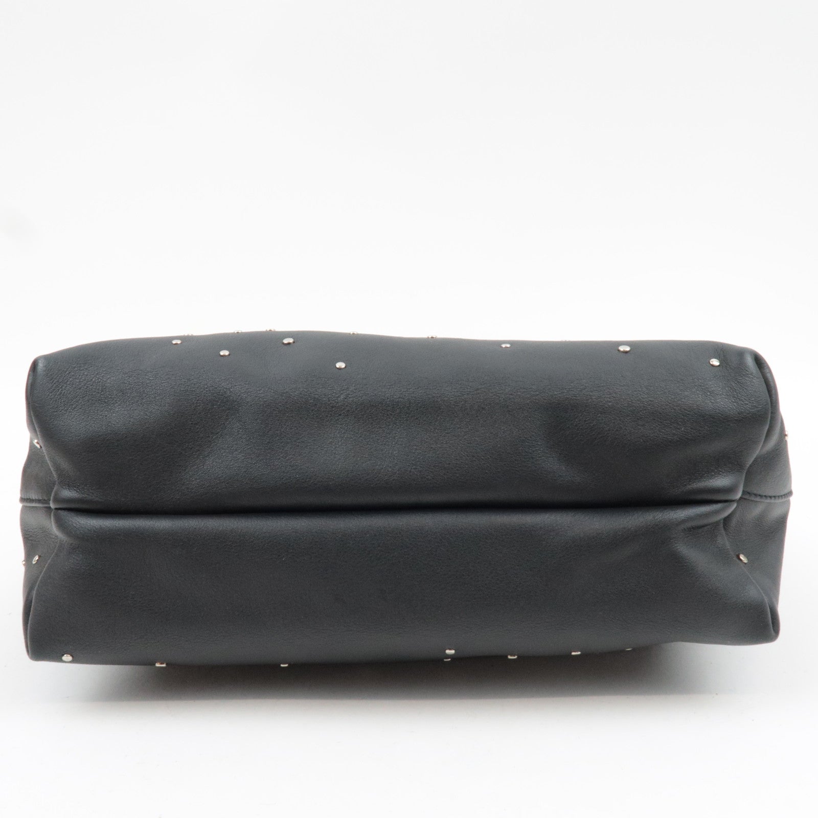 Ferragamo Gancini Studded Tote Bag Leather Black *Dust bag