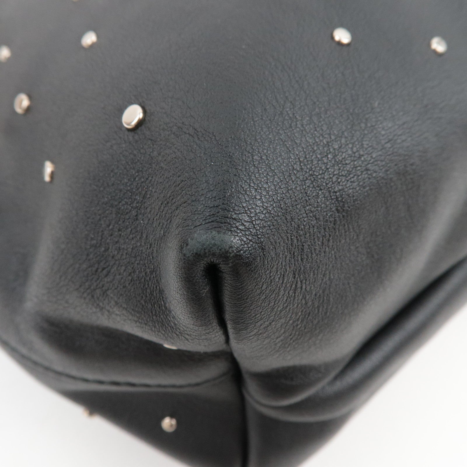 Ferragamo Gancini Studded Tote Bag Leather Black *Dust bag