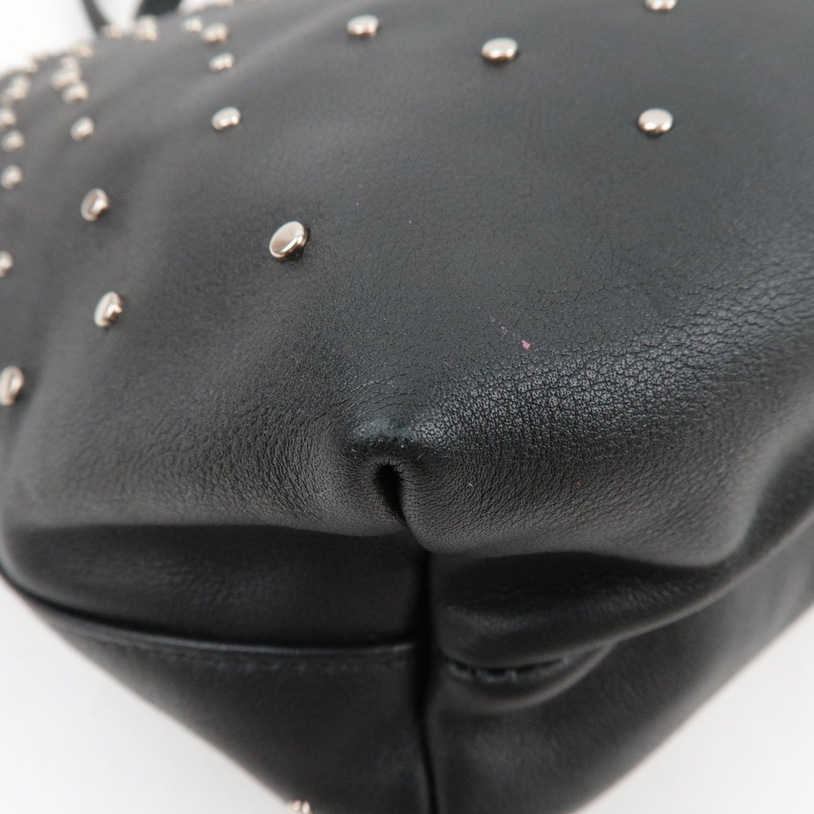 Ferragamo Gancini Studded Tote Bag Leather Black *Dust bag