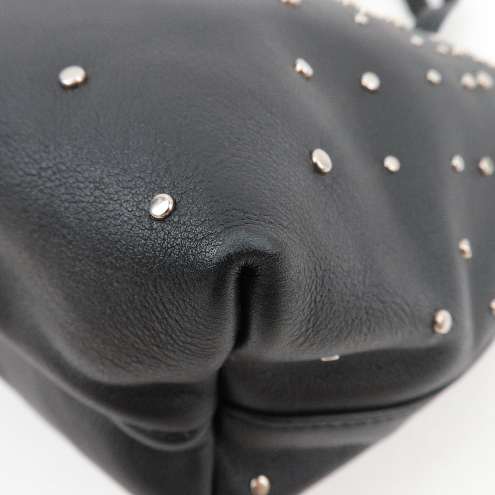 Ferragamo Gancini Studded Tote Bag Leather Black *Dust bag