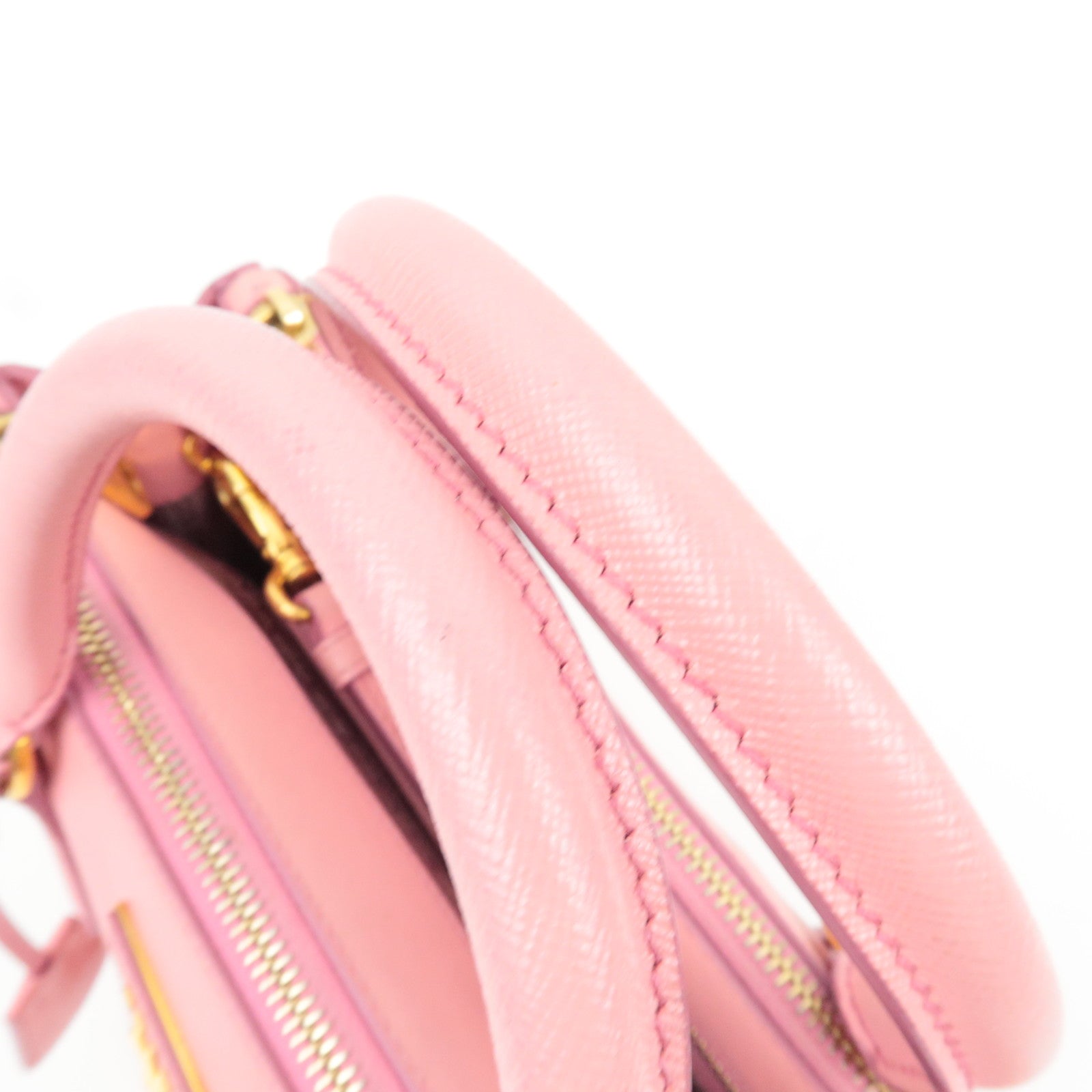 PRADA Saffiano Galleria 2Way Handbag Pink BN2316 *G card, Strap, Clochette