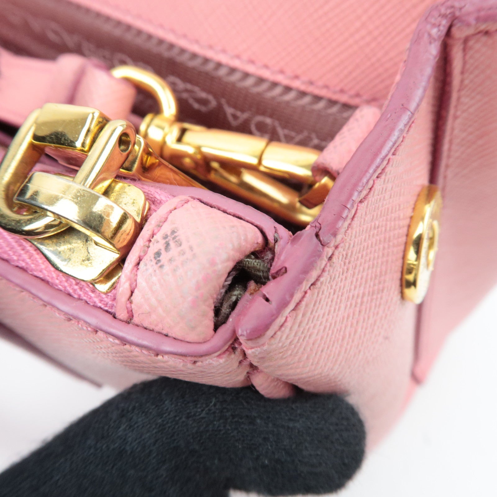 PRADA Saffiano Galleria 2Way Handbag Pink BN2316 *G card, Strap, Clochette