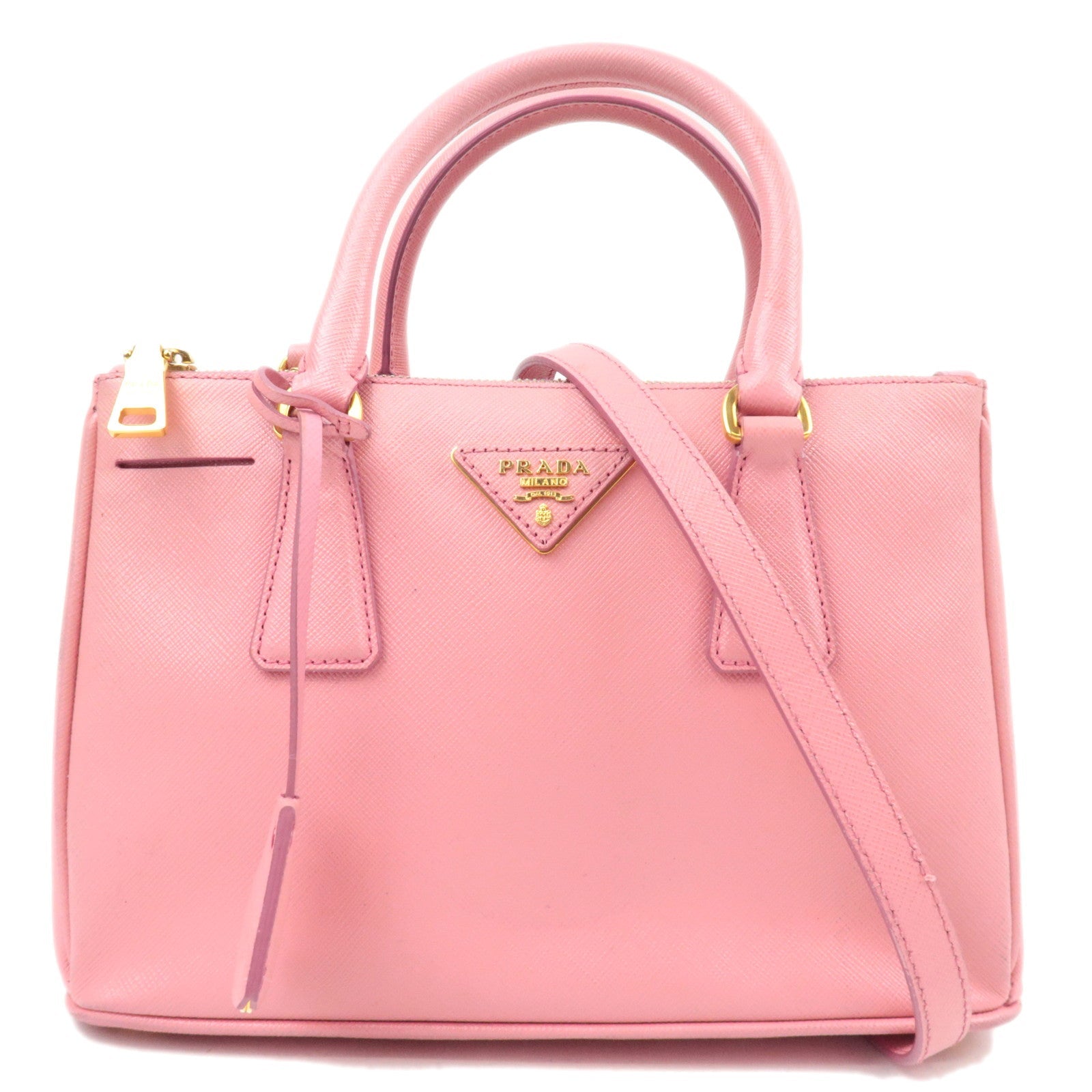 PRADA Saffiano Galleria 2Way Handbag Pink BN2316 *G card, Strap, Clochette82239