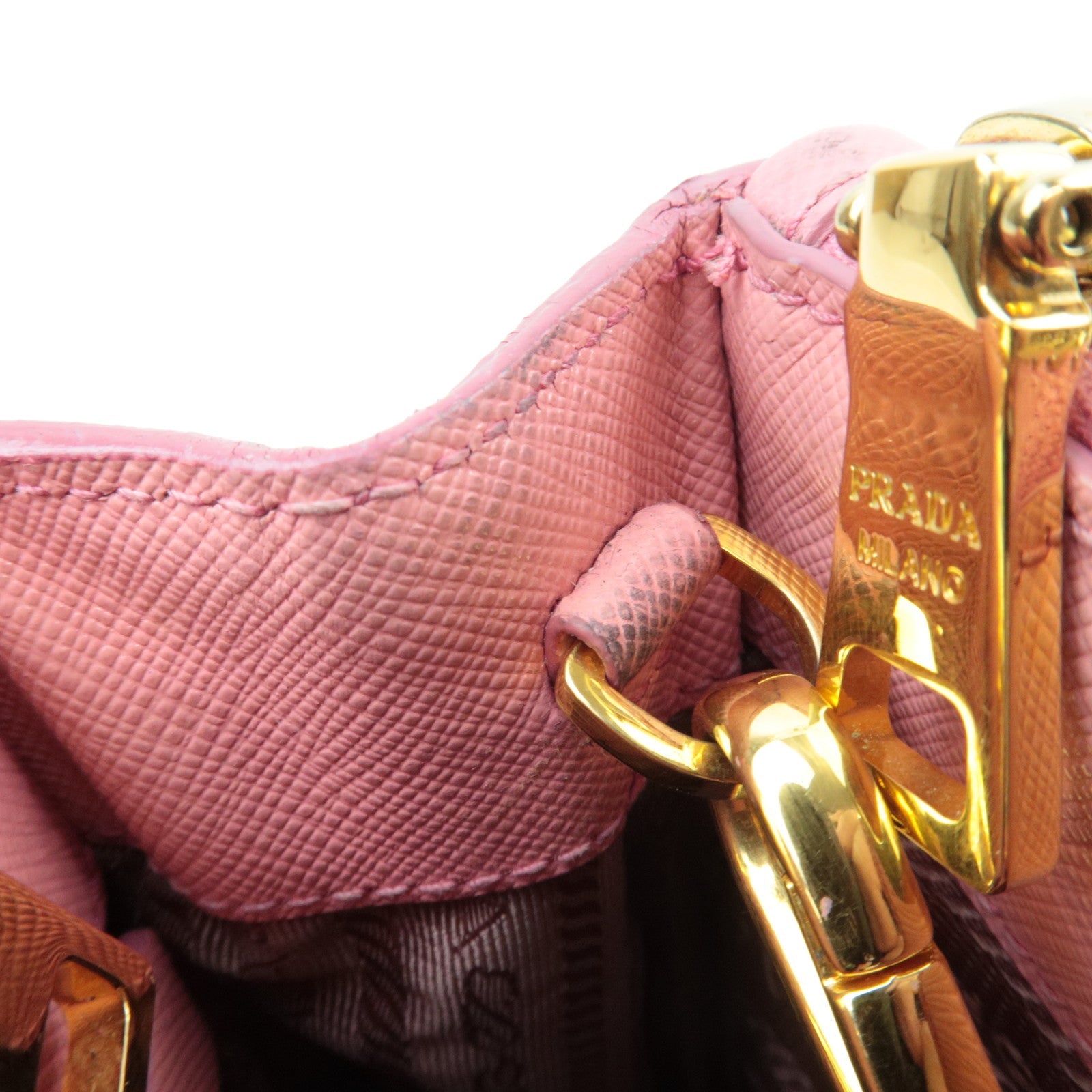 PRADA Saffiano Galleria 2Way Handbag Pink BN2316 *G card, Strap, Clochette