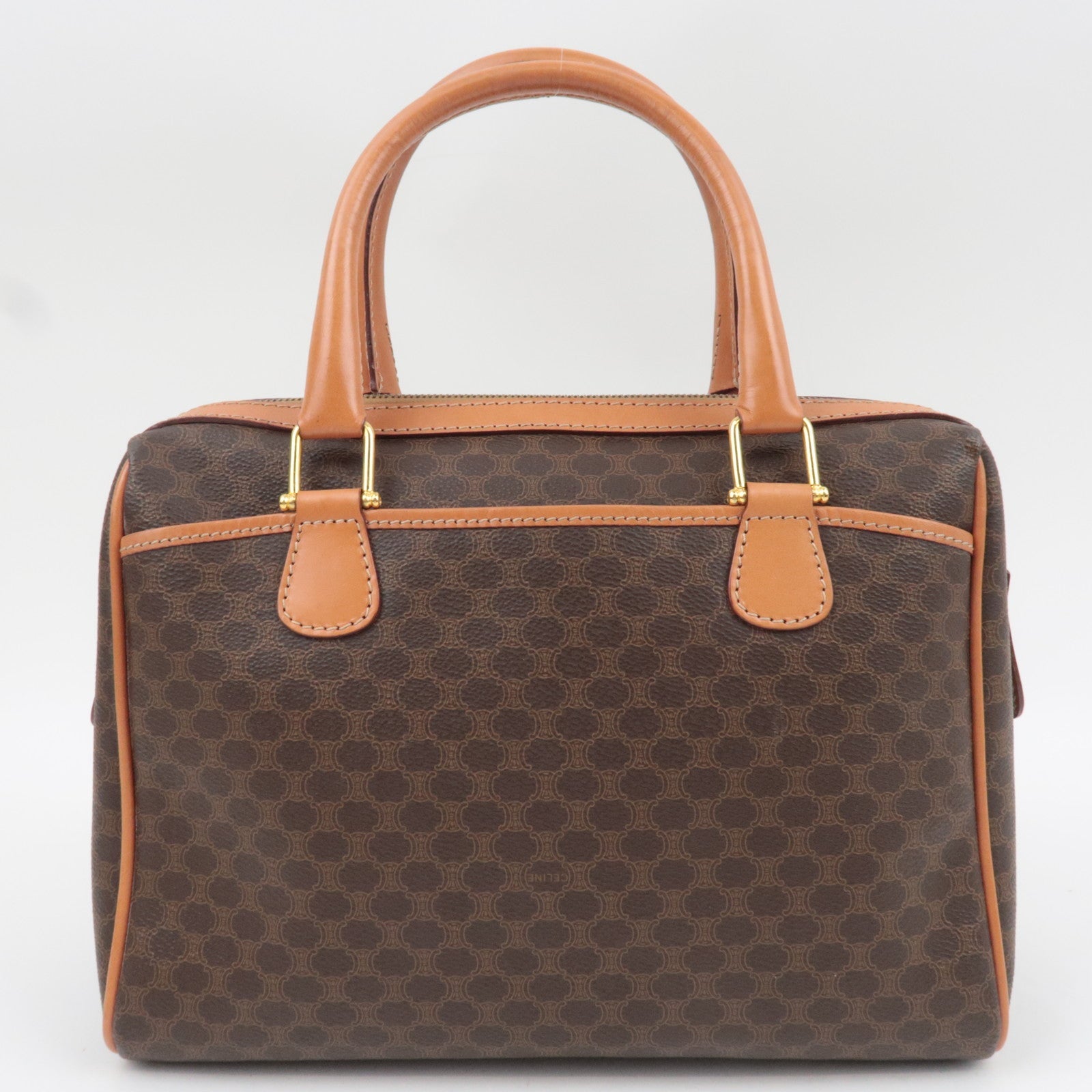 CELINE Macadam Handbag Boston Bag PVC Leather Brown