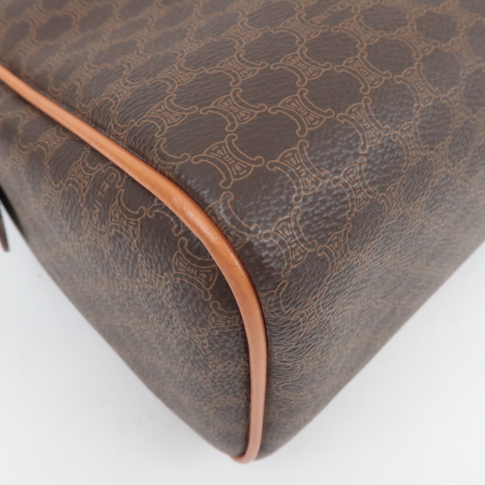 CELINE Macadam Handbag Boston Bag PVC Leather Brown