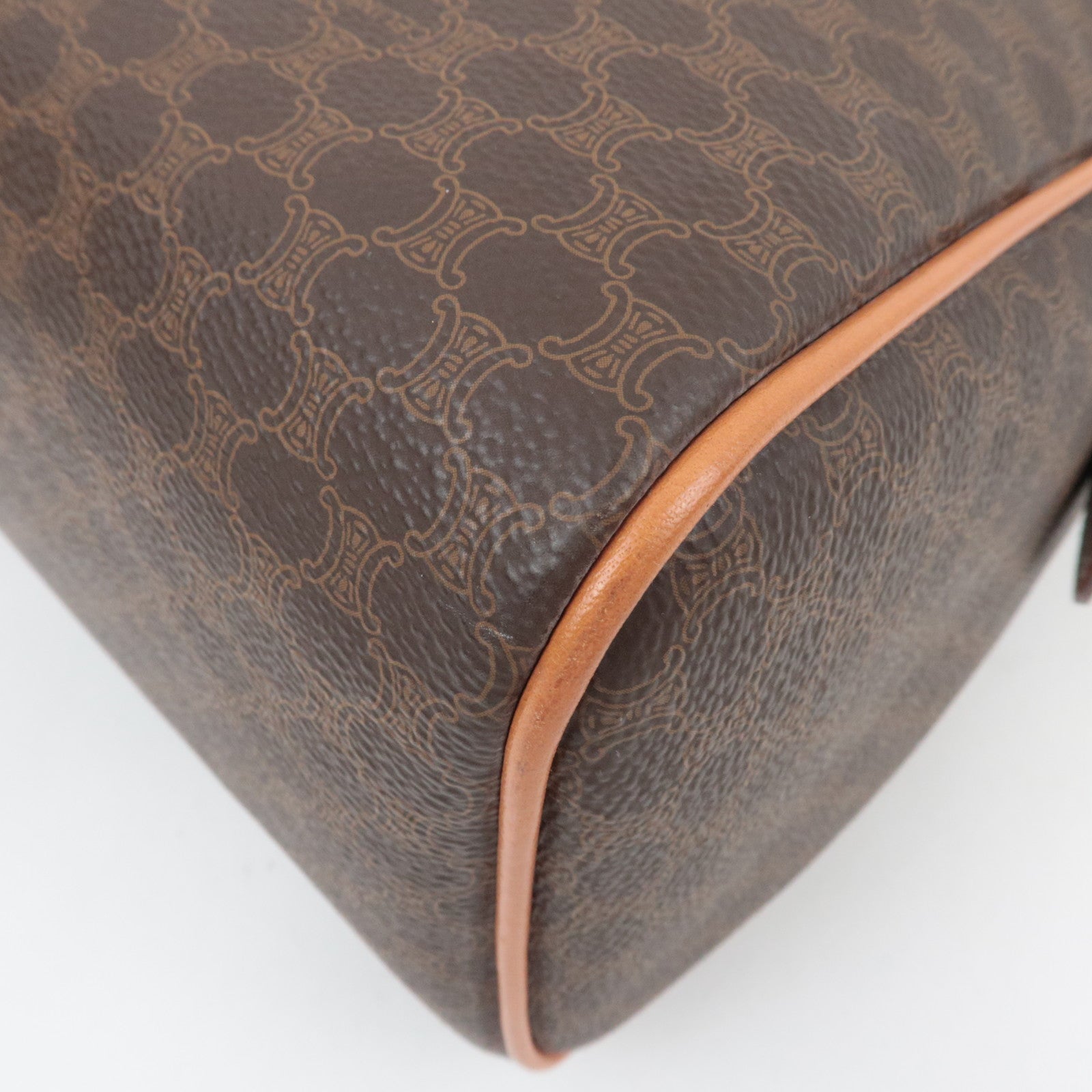 CELINE Macadam Handbag Boston Bag PVC Leather Brown