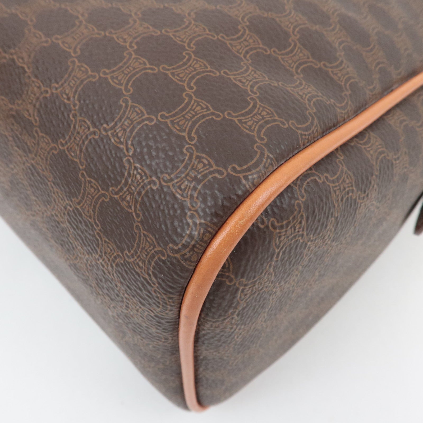 CELINE Macadam Handbag Boston Bag PVC Leather Brown