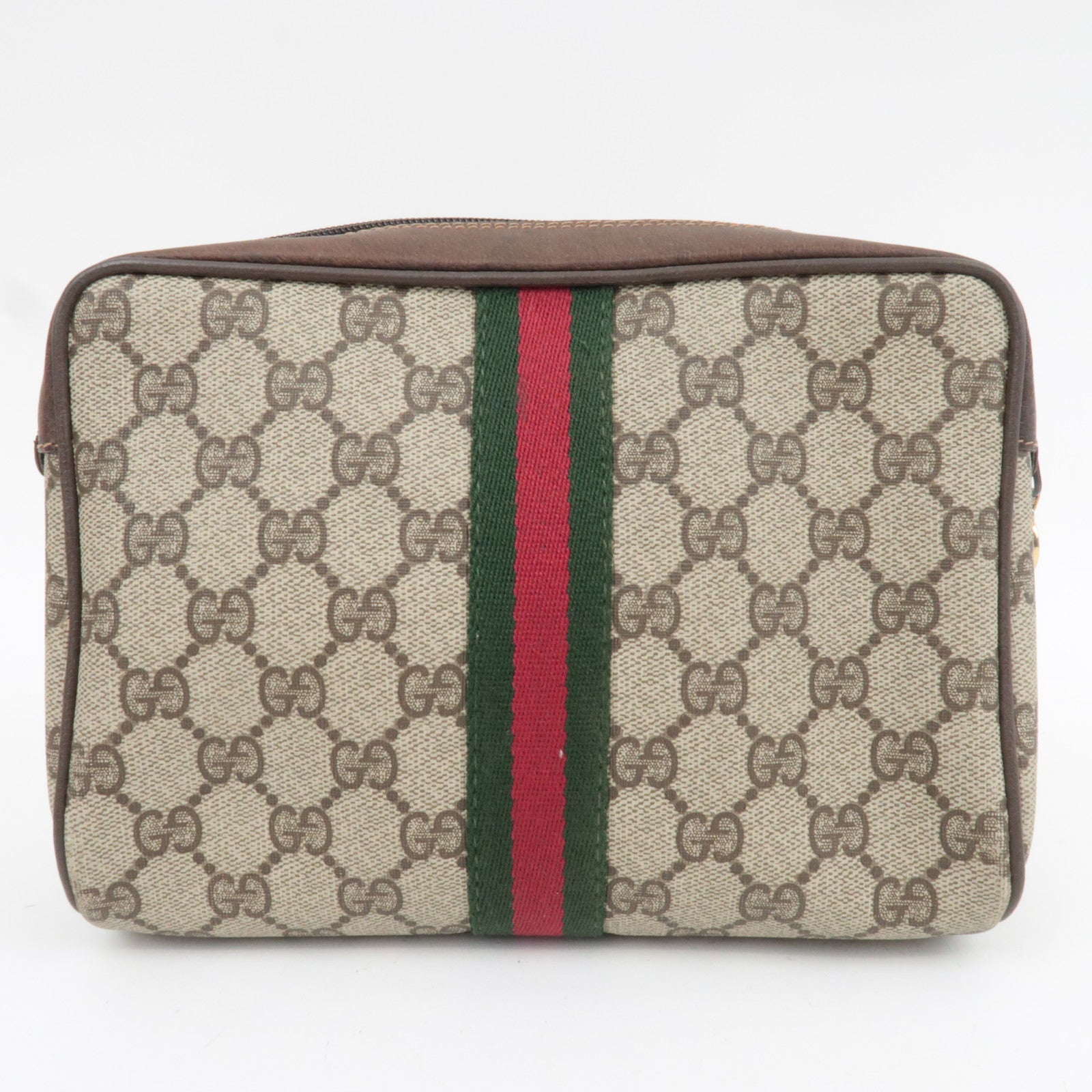GUCCI Old Gucci Sherry Clutch Bag GG Plus Leather Beige 98.72.014.3553