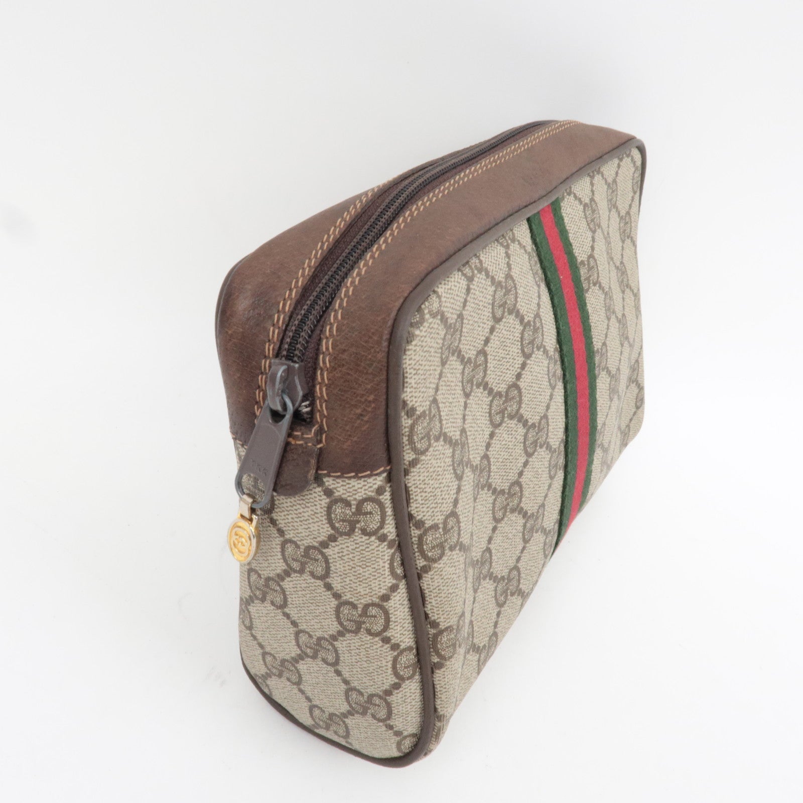GUCCI Old Gucci Sherry Clutch Bag GG Plus Leather Beige 98.72.014.3553