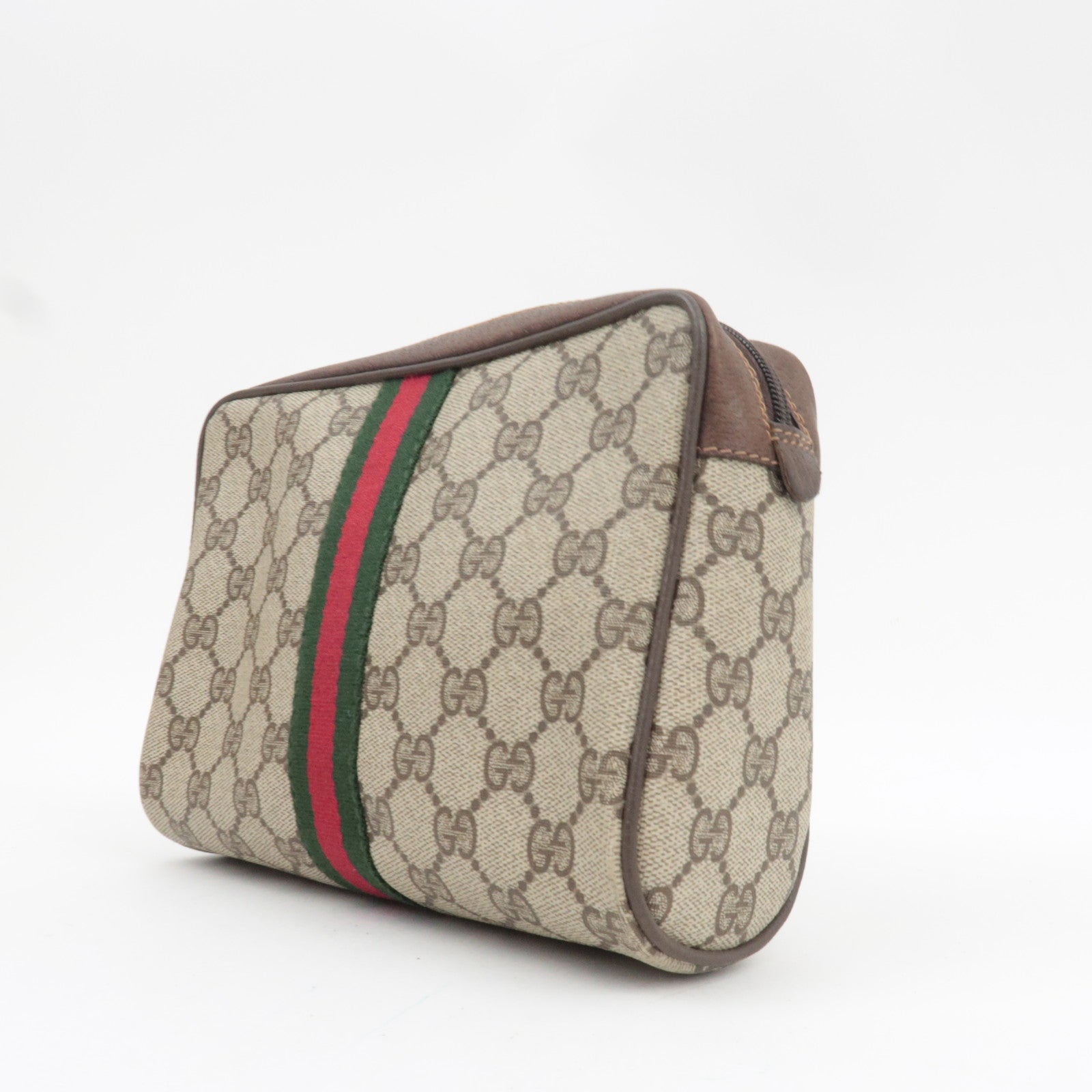 GUCCI Old Gucci Sherry Clutch Bag GG Plus Leather Beige 98.72.014.3553