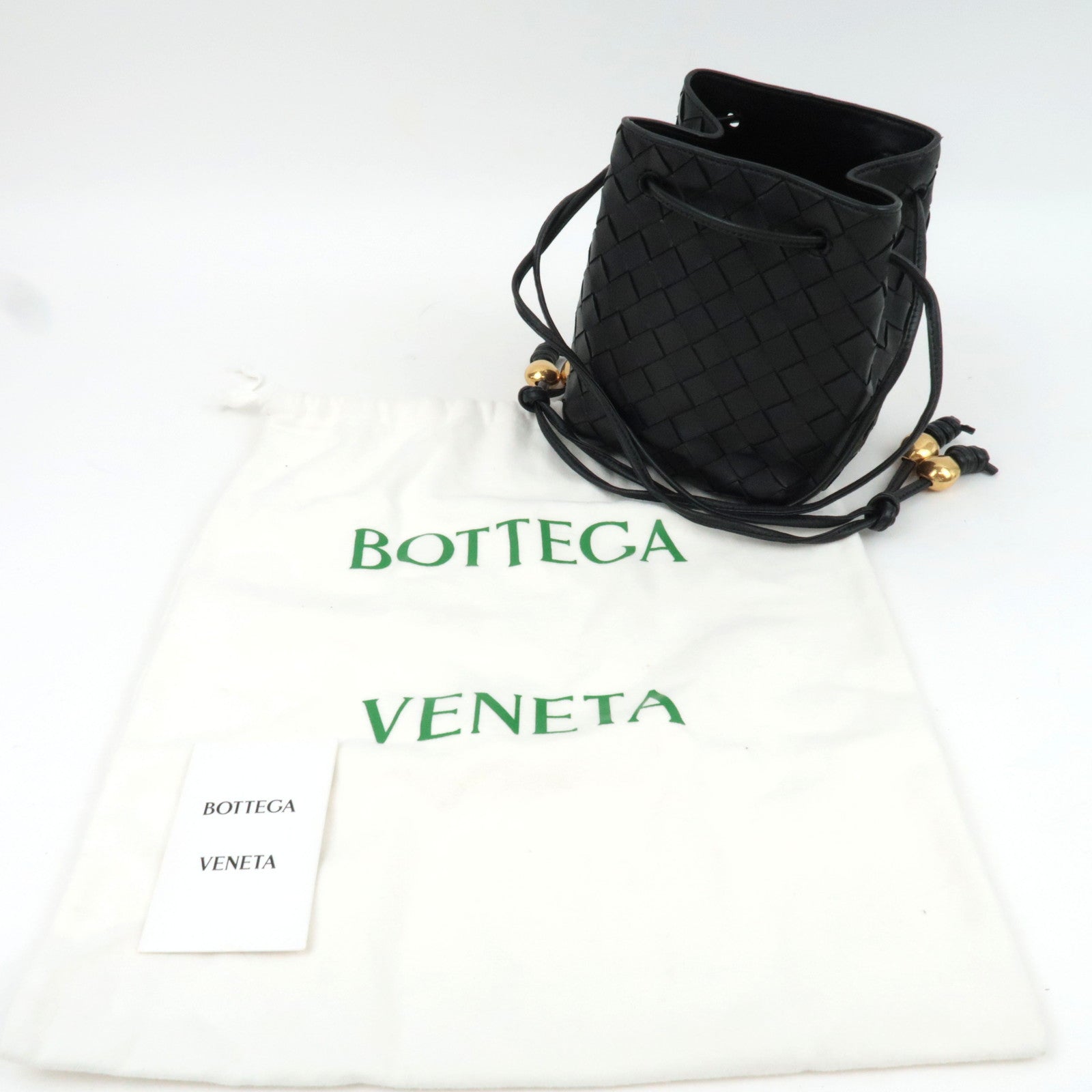 BOTTEGA VENETA Intrecciato Small Bucket Shoulder Bag Black 717432 *Dust bag